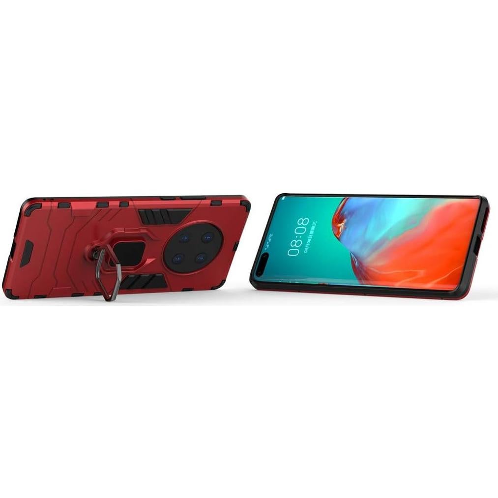 Funda Huawei Mate 40 Pro Doble Capa Rojo con Soporte Anillo