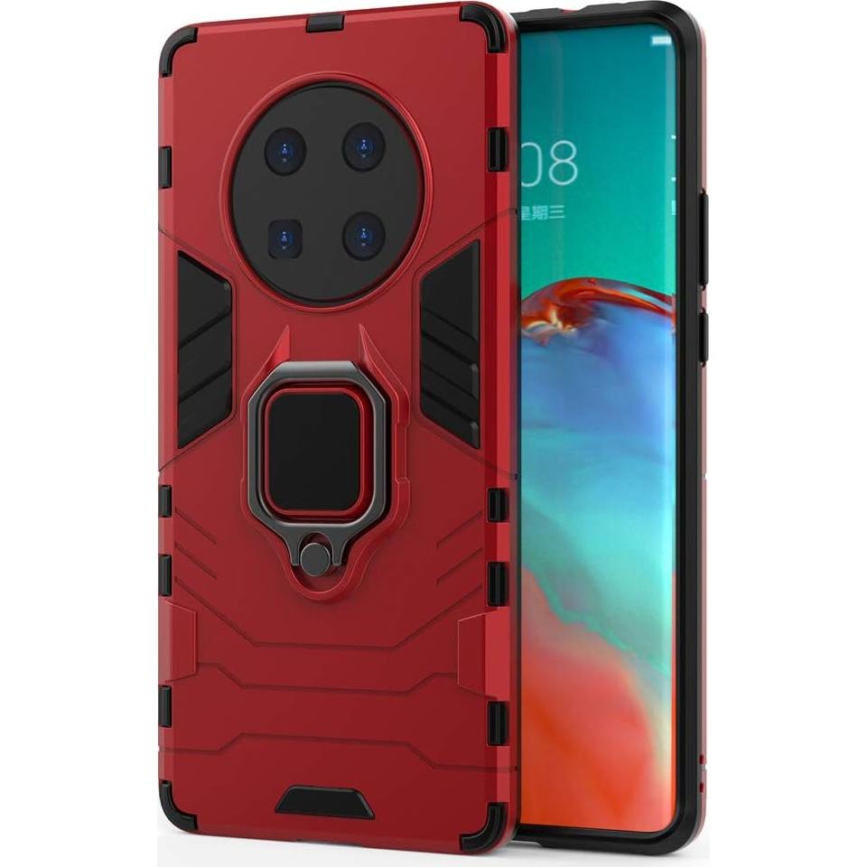 Funda Huawei Mate 40 Pro Doble Capa Rojo con Soporte Anillo