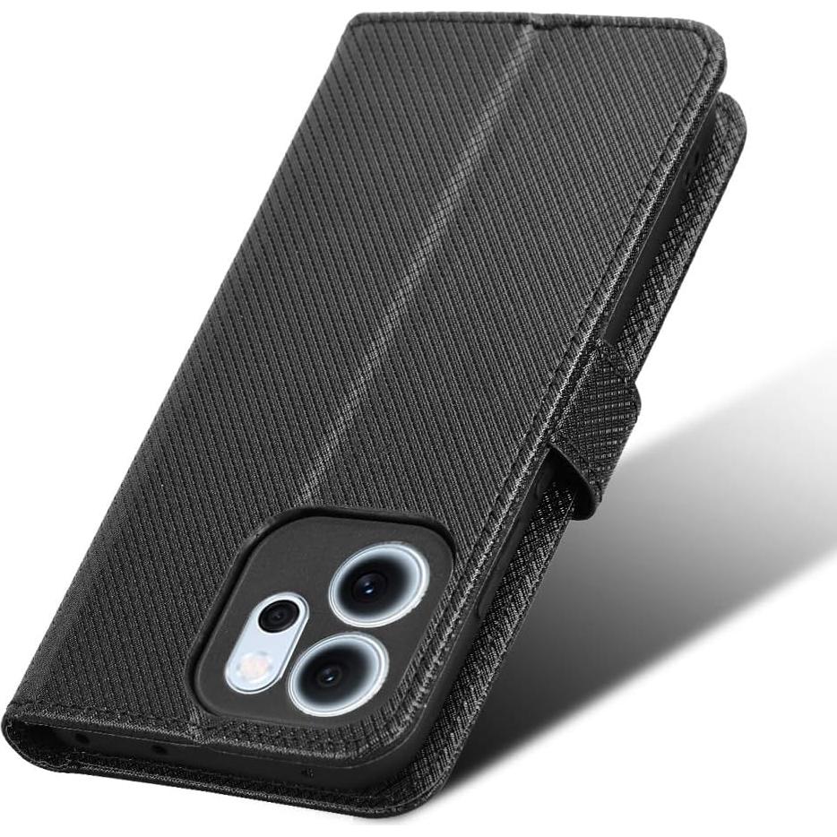Funda de Cuero PU Flip Elubugod para Oppo Reno 14F 5G Negra