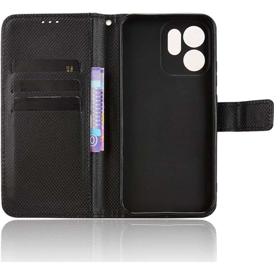 Funda de Cuero PU Flip Elubugod para Oppo Reno 14F 5G Negra