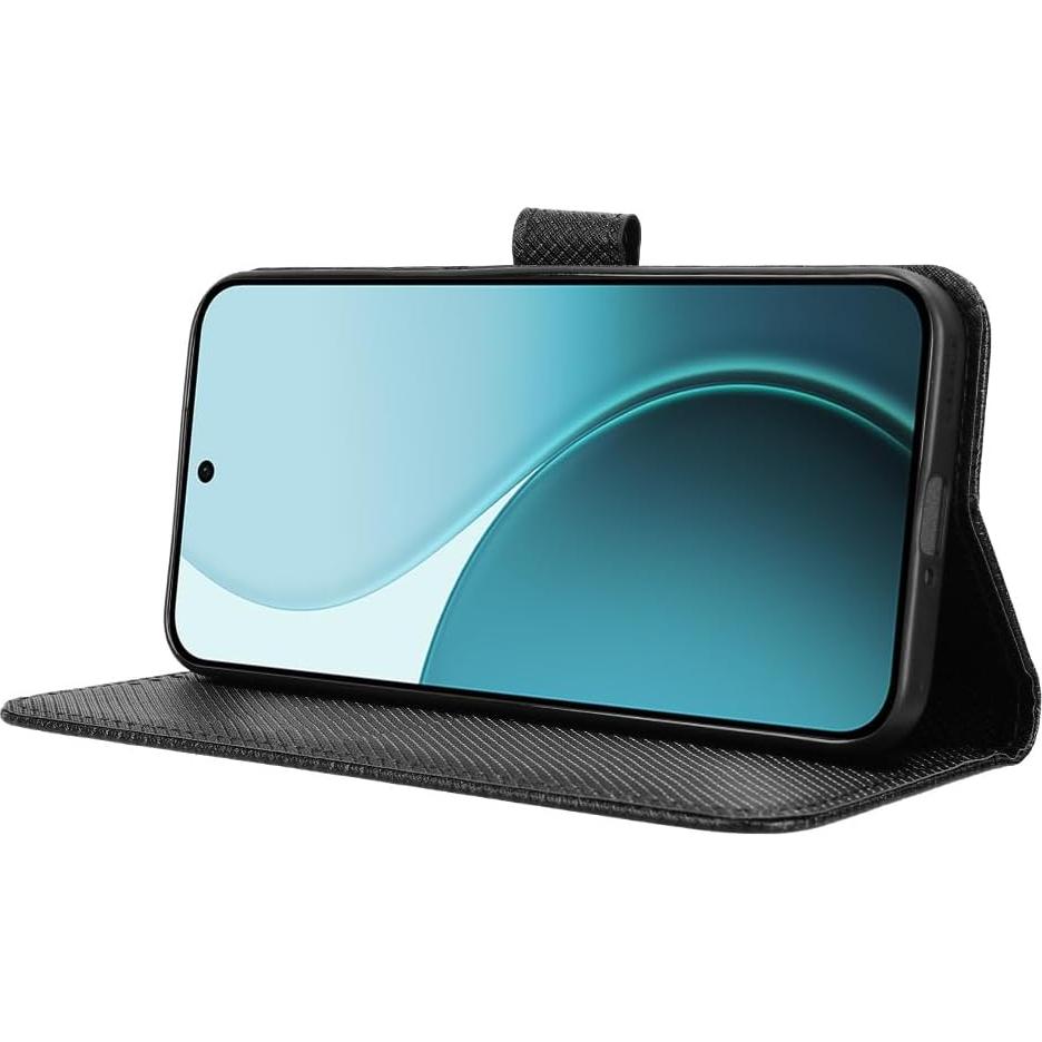 Funda de Cuero PU Flip Elubugod para Oppo Reno 14F 5G Negra