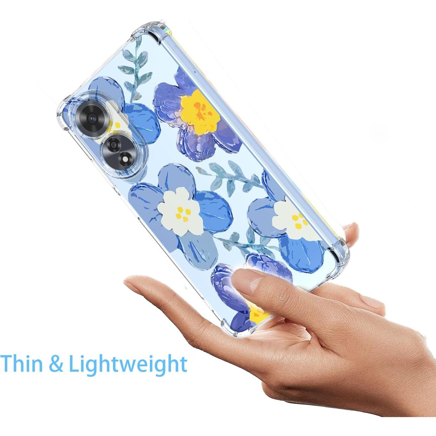 Funda suave para Oppo A58 4G con patrón floral azul
