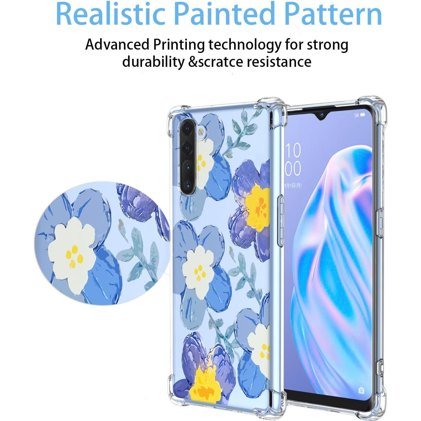 Funda suave Oppo Reno 3A floral azul con protección anti-caída