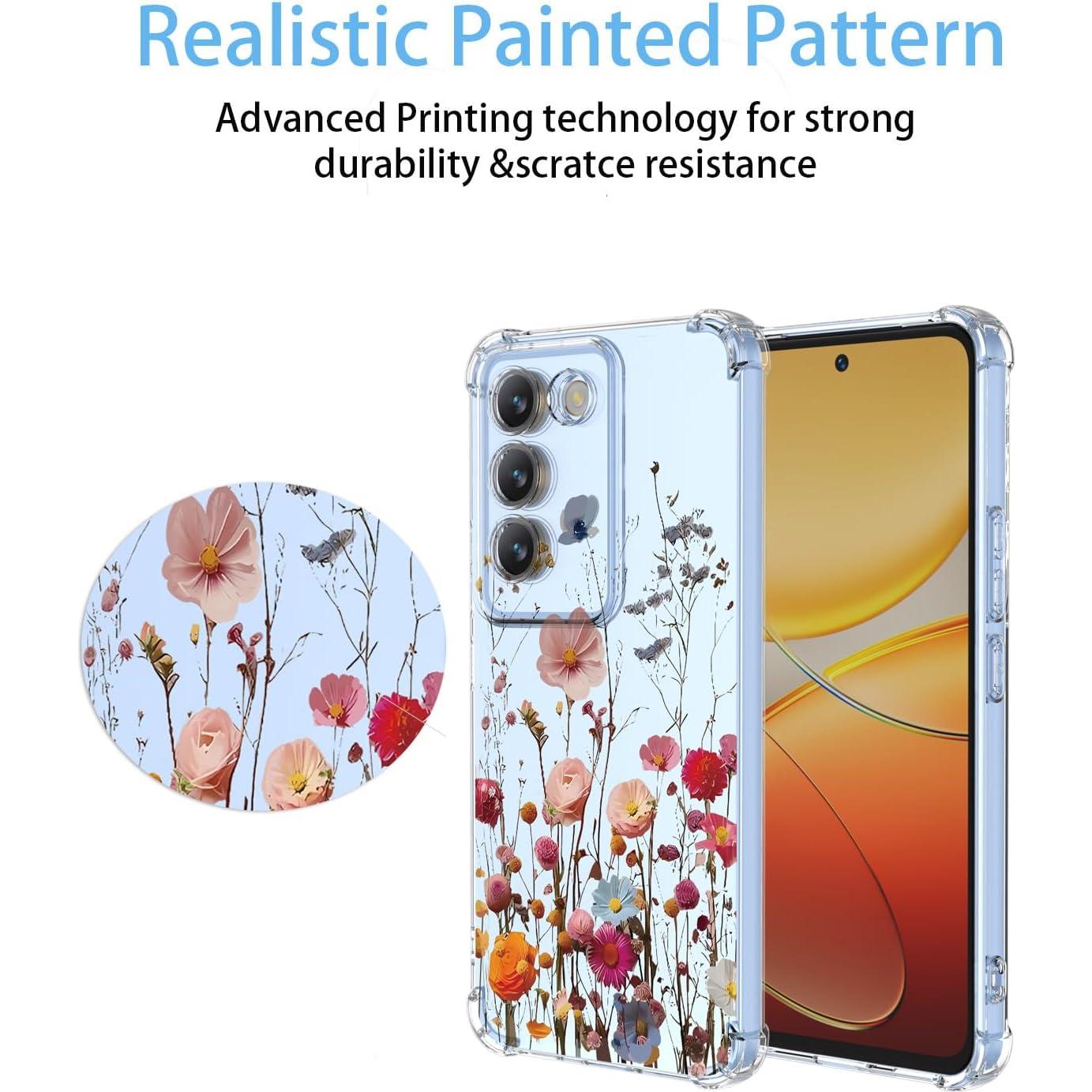 Funda Floral Vivo Y200E 5G/Vivo Y100 5G/Vivo V30 Lite