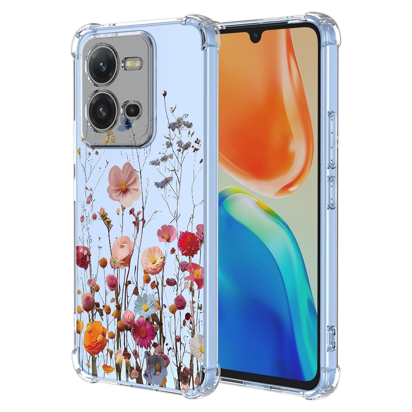 Funda Floral Vivo V25 5G/V25E/X80 Lite TPU Transparente