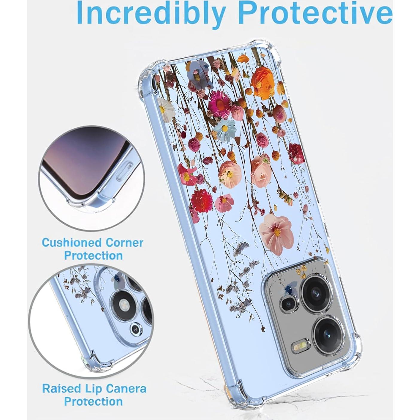 Funda Floral Vivo V25 5G/V25E/X80 Lite TPU Transparente