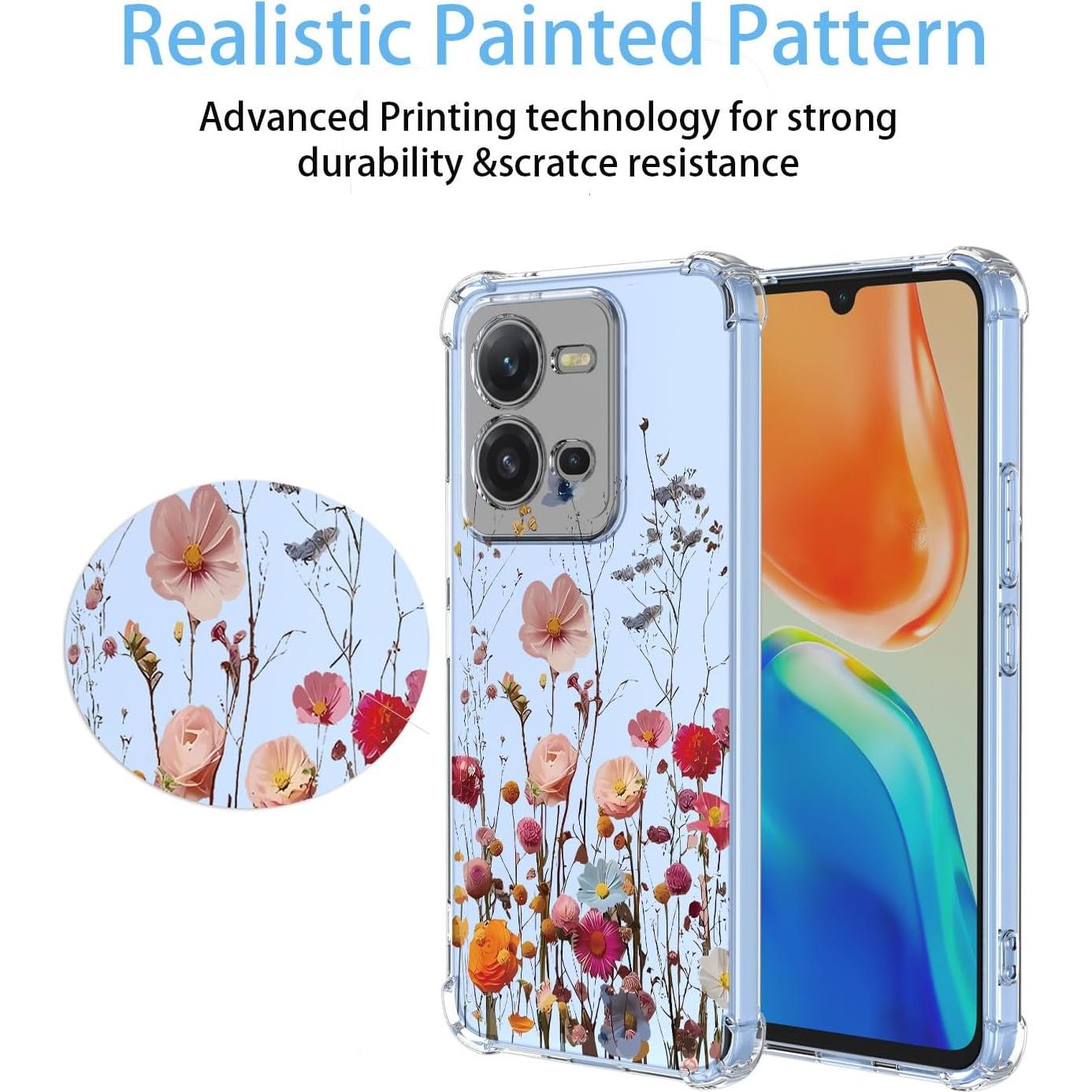 Funda Floral Vivo V25 5G/V25E/X80 Lite TPU Transparente