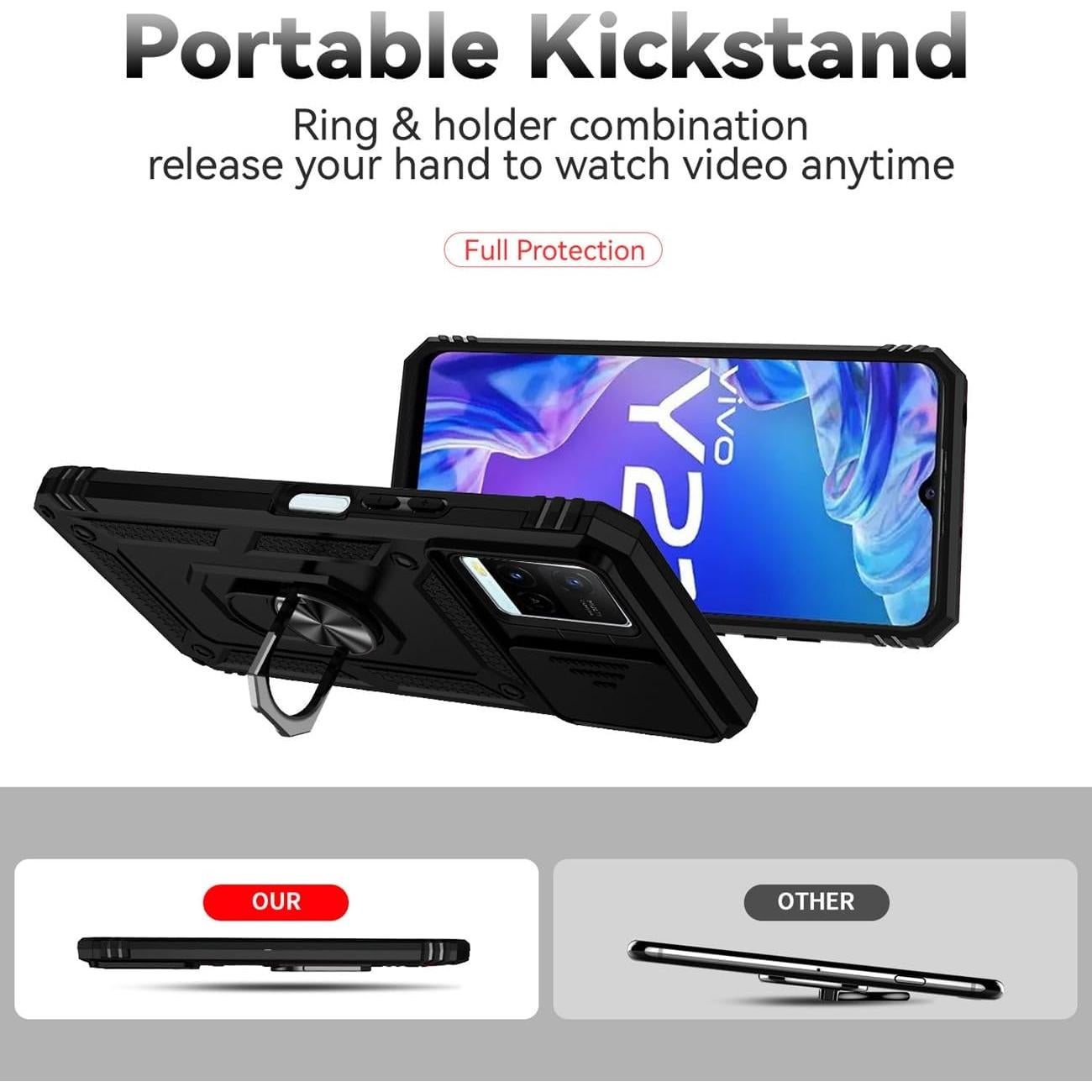 Funda Magnética para Vivo Y21/Y33S con Soporte 360° - Negro