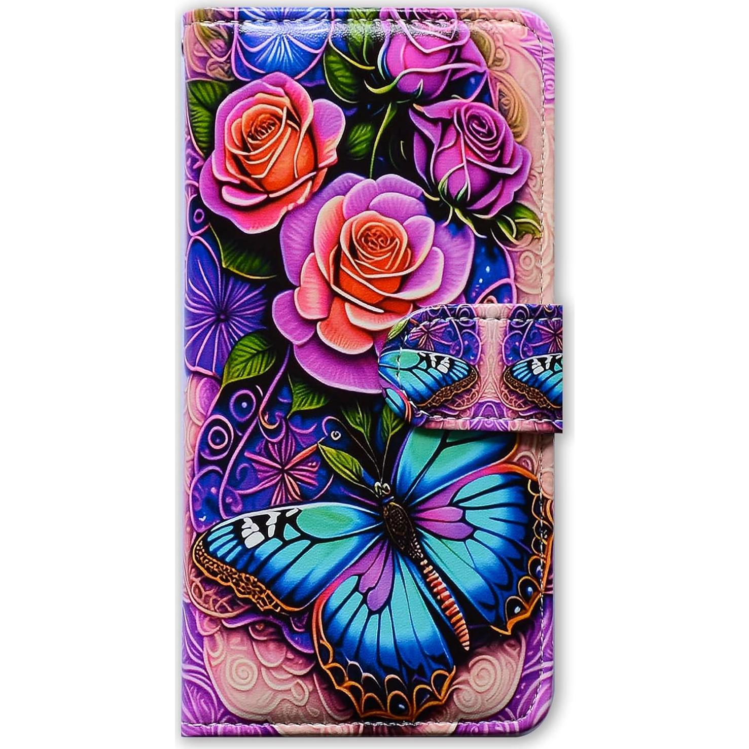 Funda Plegable Bcov para REVVL 6X Pro 5G - Flores Rosa Azul