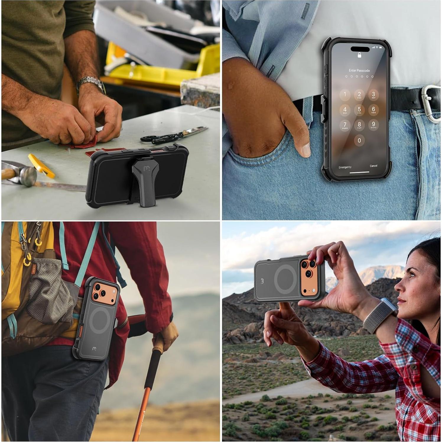 Funda M MYBAT PRO para iPhone 17 Pro Max con clip y soporte