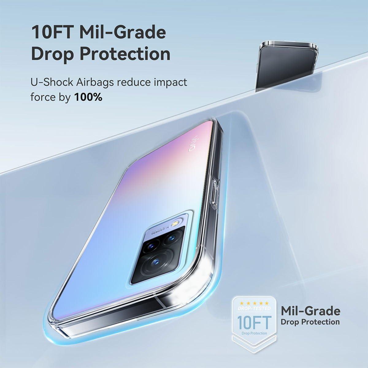 Funda para teléfono Vivo V21 4G JOYGO, protección militar clara