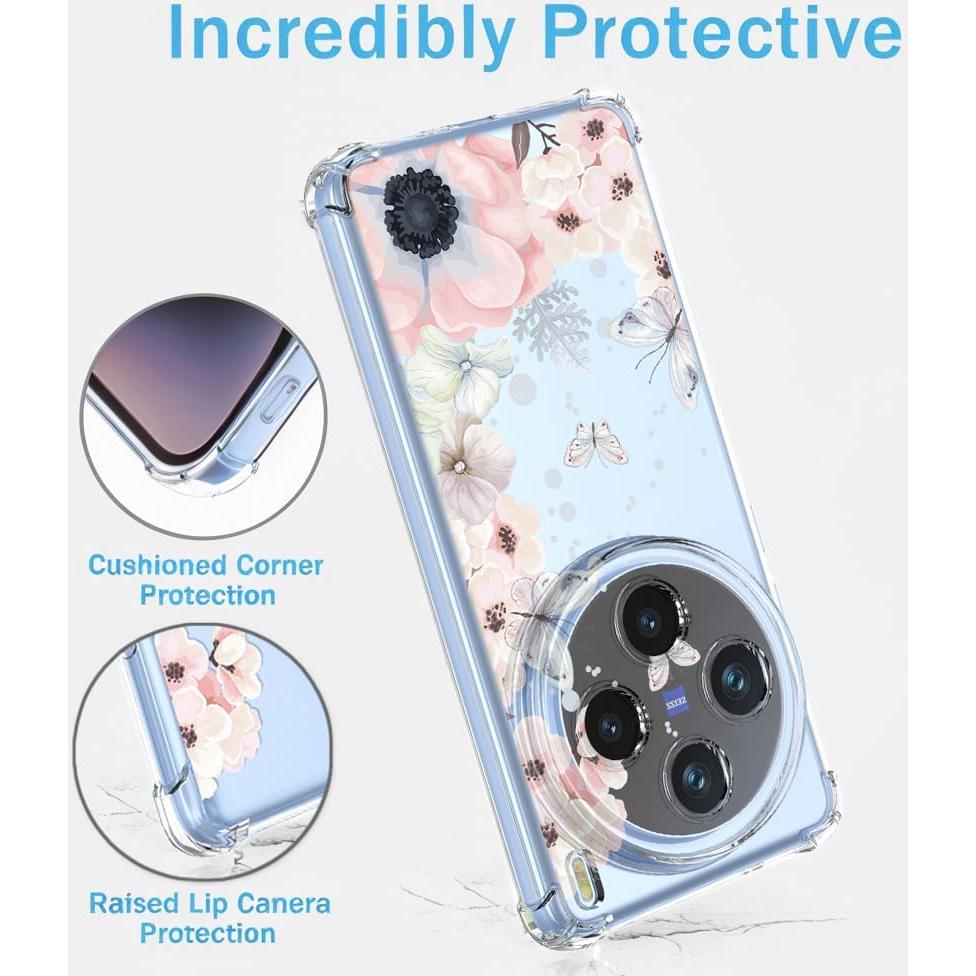 Funda para Vivo X200 Pro 5G RRXSYXL Floral Rosa Antigolpes