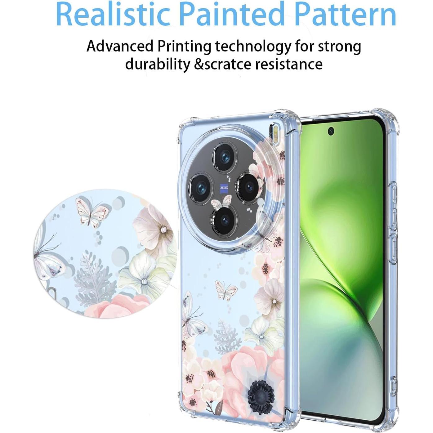 Funda para Vivo X200 Pro 5G RRXSYXL Floral Rosa Antigolpes