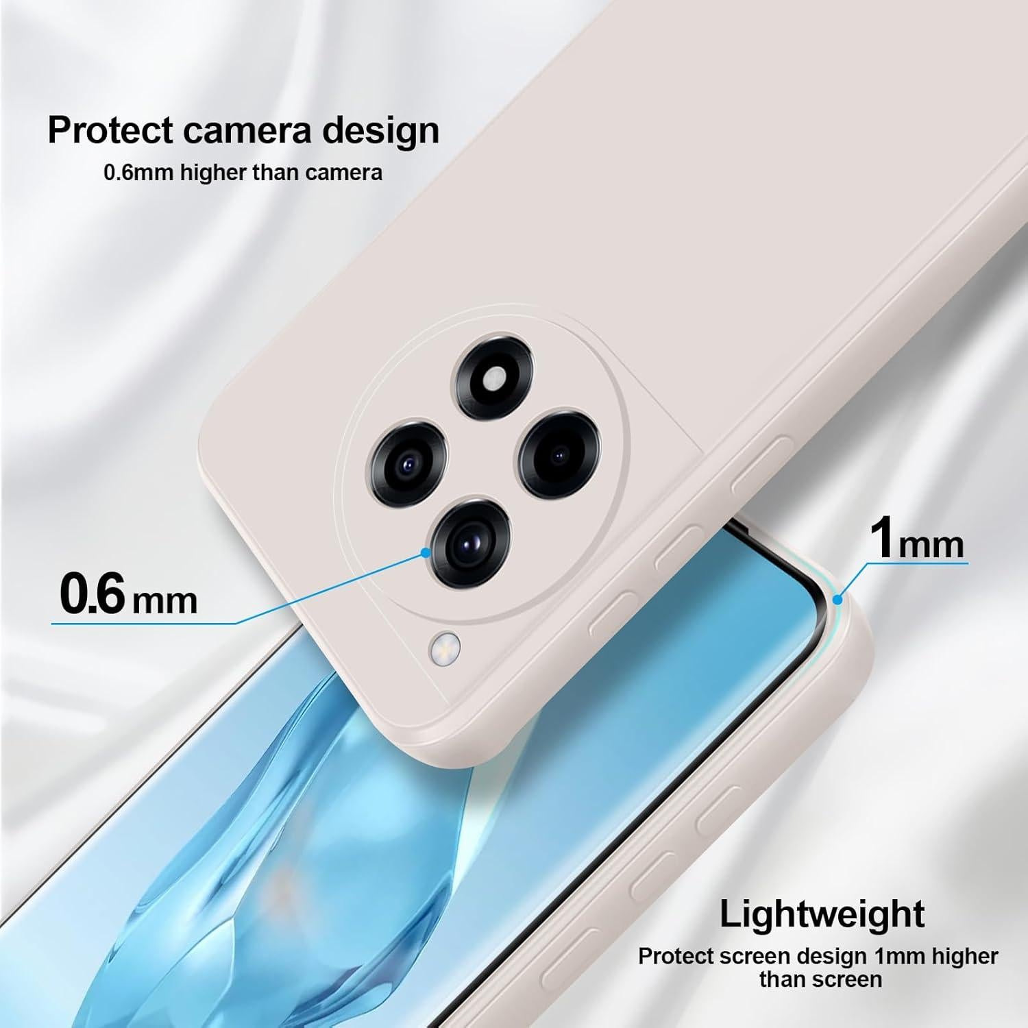 Funda de Silicona GiiYoon para OnePlus 12R, Protección Completa Blanca