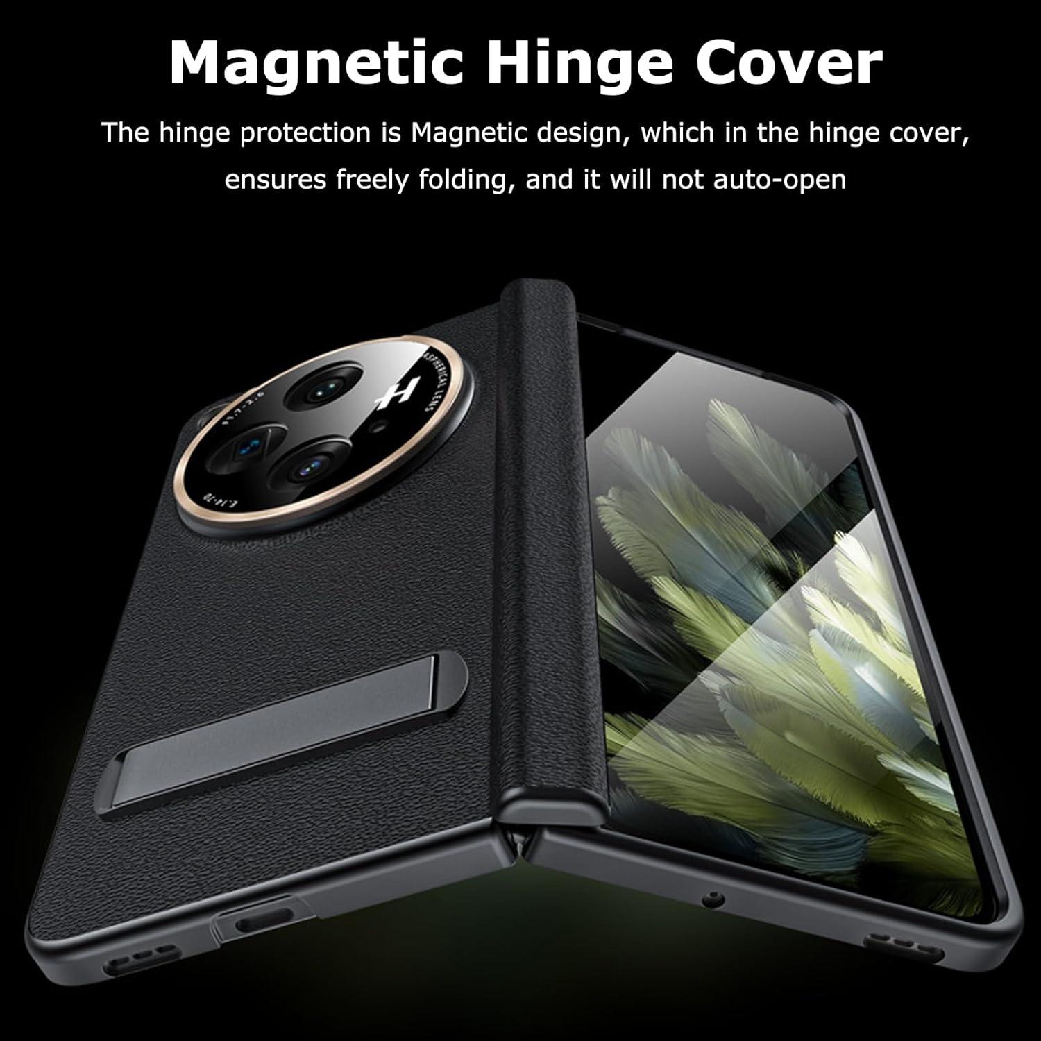 Funda de Cuero para OnePlus Open YQODSZ con Soporte Negro