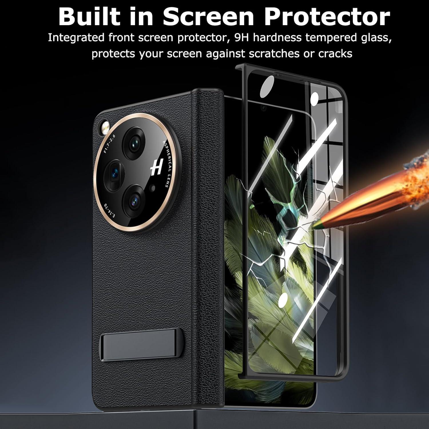 Funda de Cuero para OnePlus Open YQODSZ con Soporte Negro