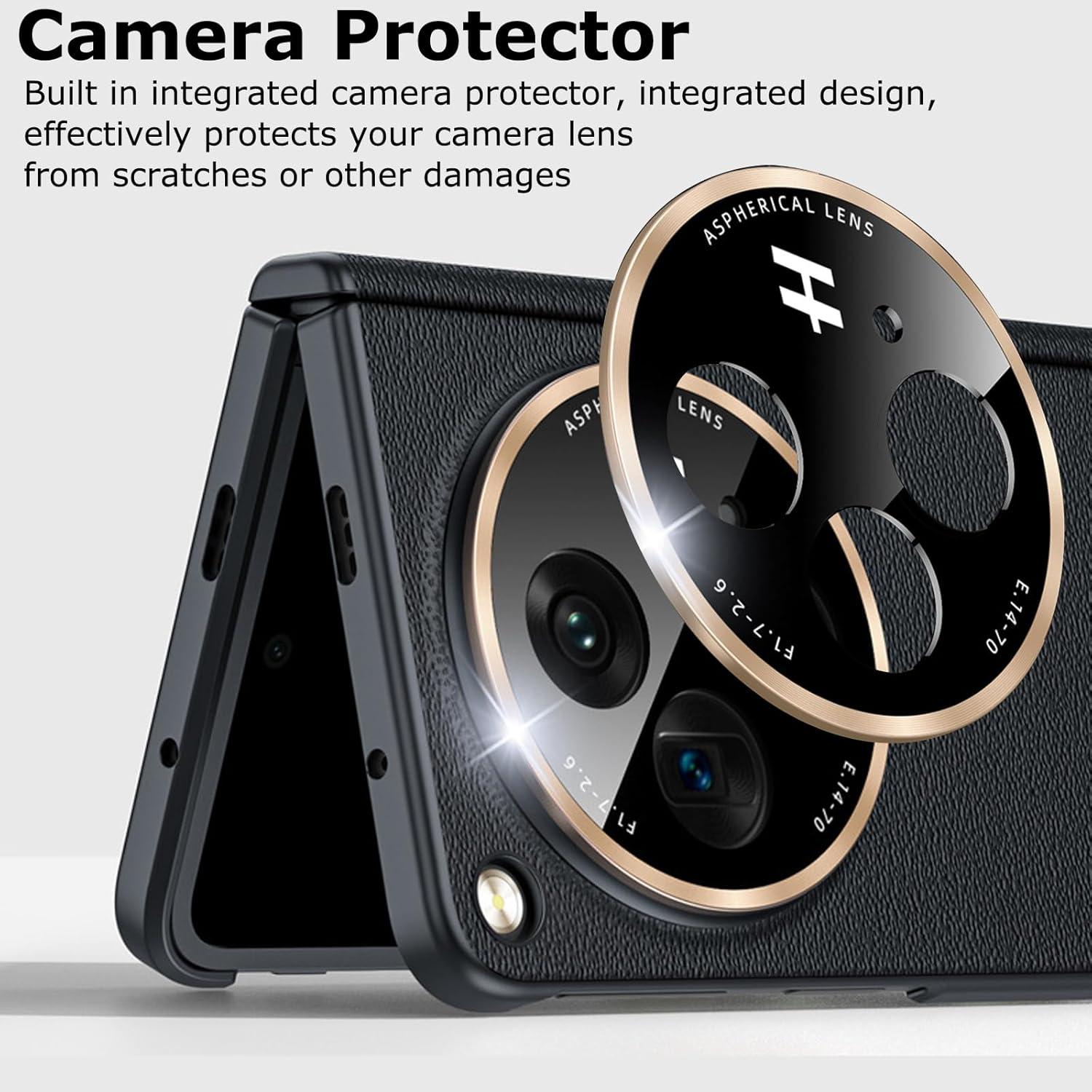 Funda de Cuero para OnePlus Open YQODSZ con Soporte Negro