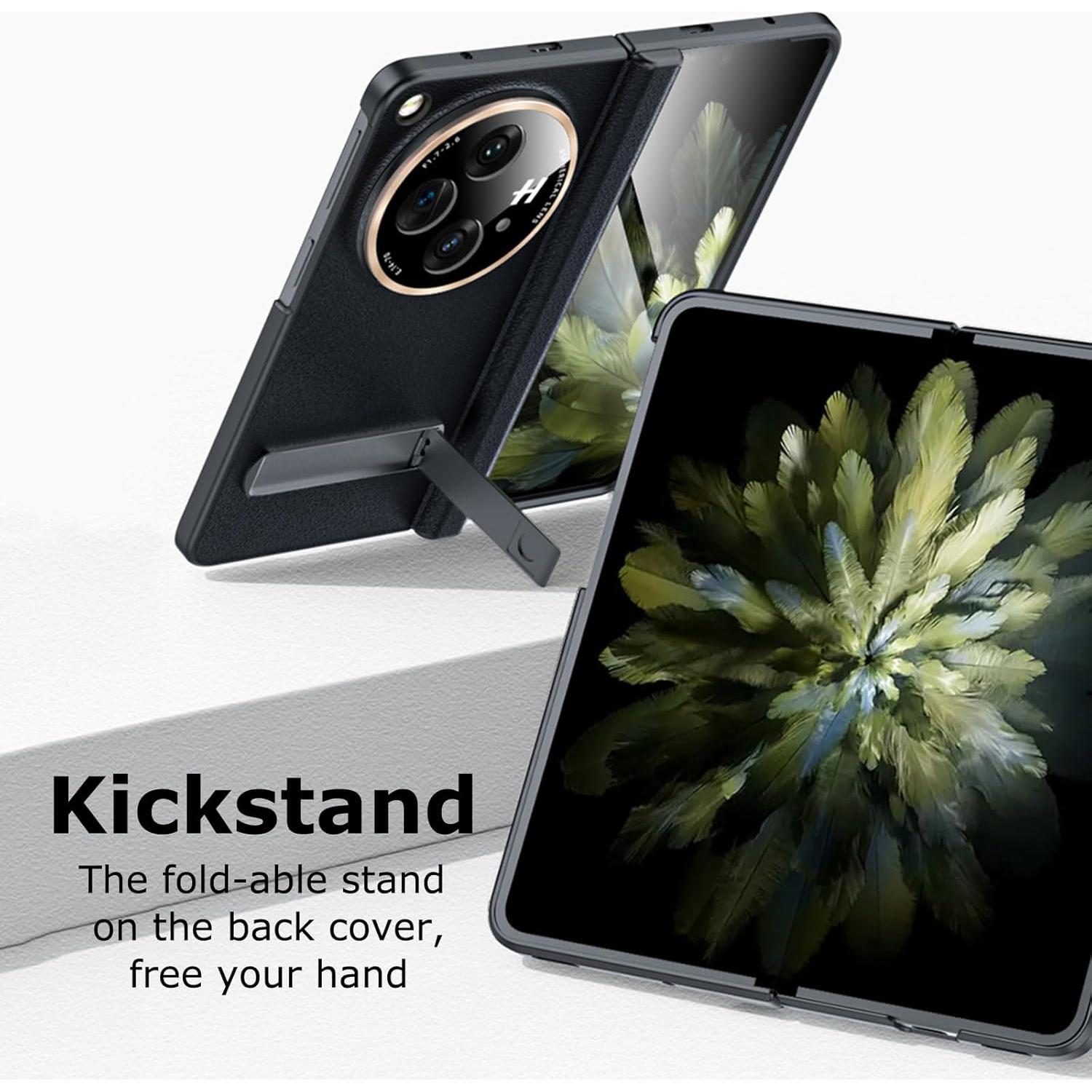 Funda de Cuero para OnePlus Open YQODSZ con Soporte Negro