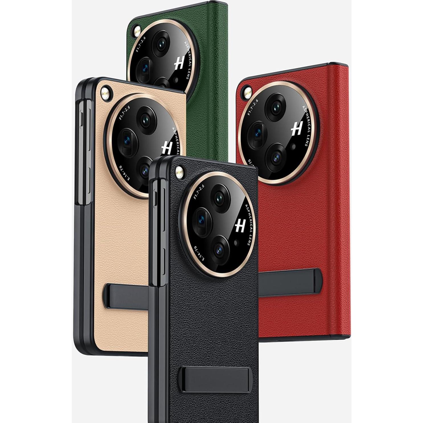 Funda de Cuero para OnePlus Open YQODSZ con Soporte Negro