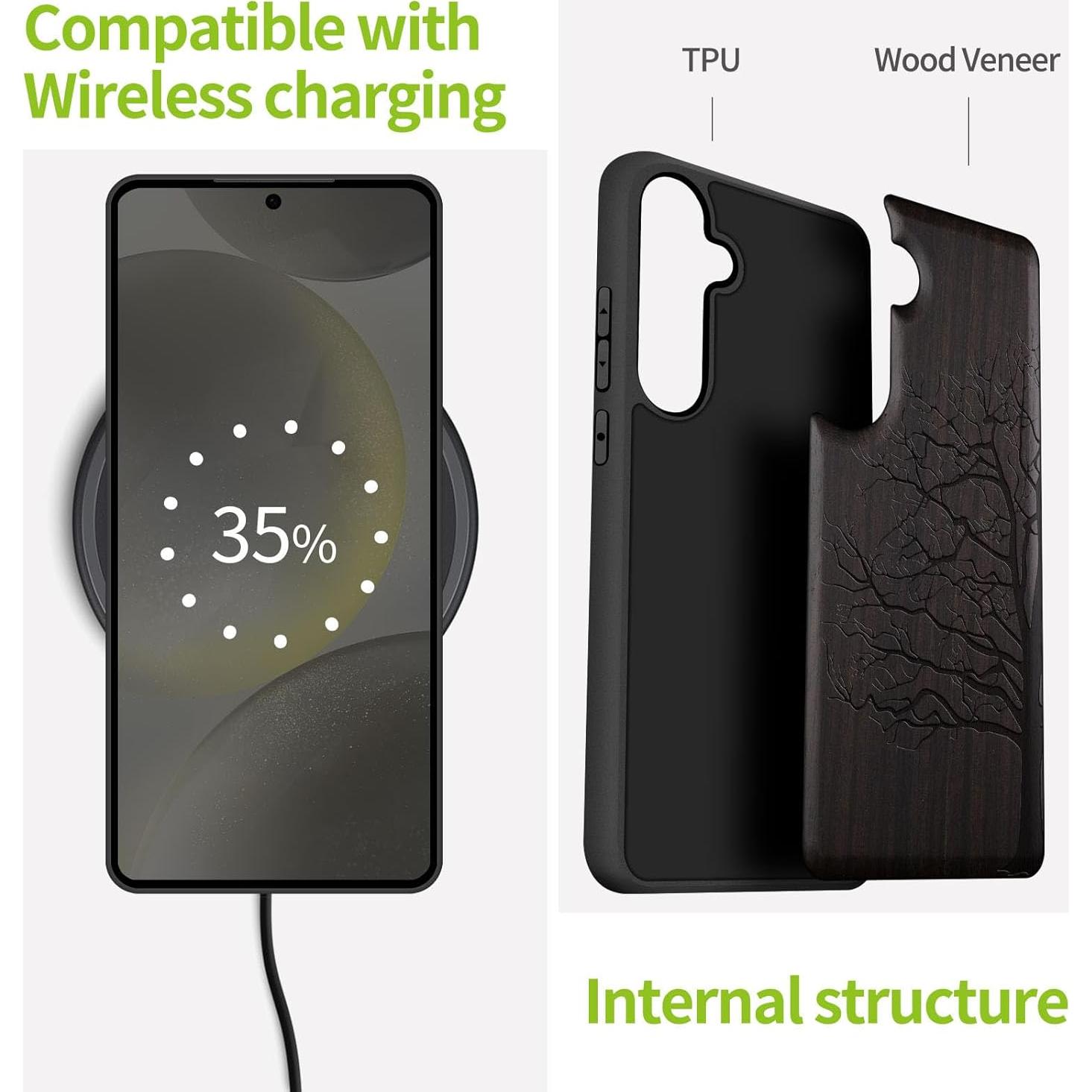 Funda de Madera Carveit para Samsung Galaxy S25 Plus - Protección TPU