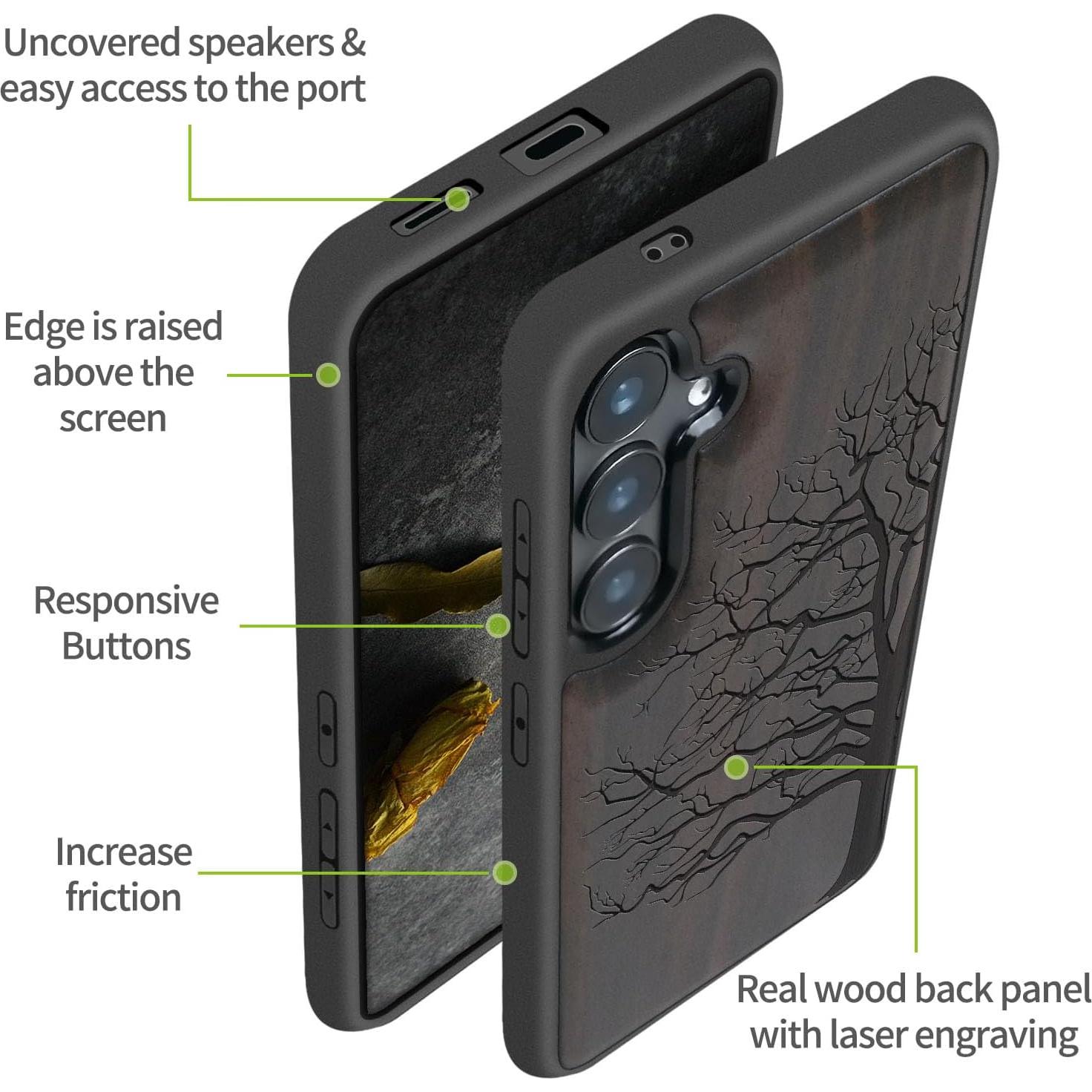 Funda de Madera Carveit para Samsung Galaxy S25 Plus - Protección TPU
