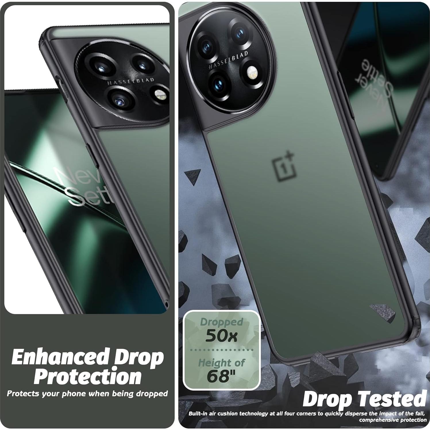 Funda Bumper Orzero para OnePlus 11 5G - Negro Mate, Antigolpes