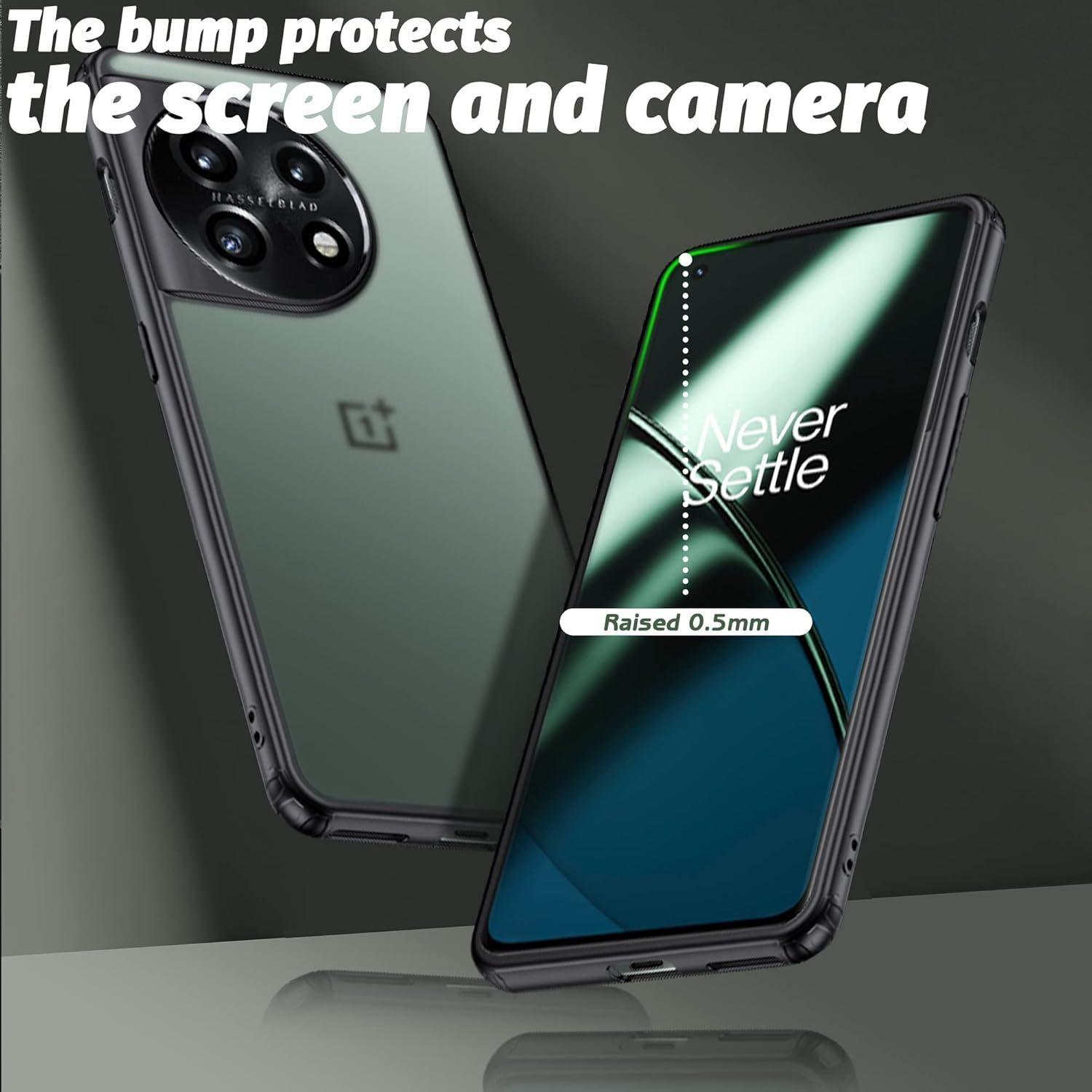 Funda Bumper Orzero para OnePlus 11 5G - Negro Mate, Antigolpes