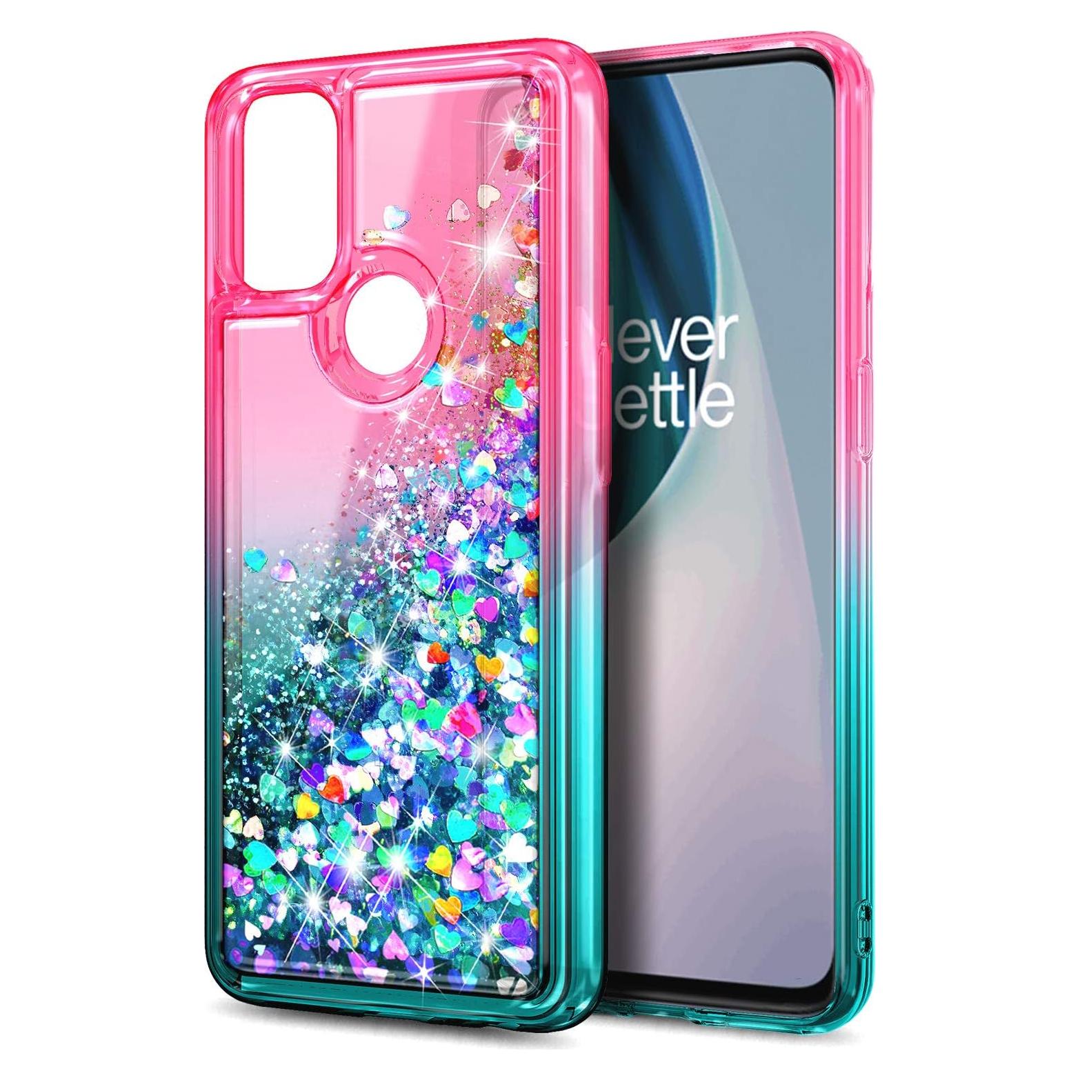 Funda Brillo Espumoso NZND para OnePlus Nord N10 5G Rosa/Aqua