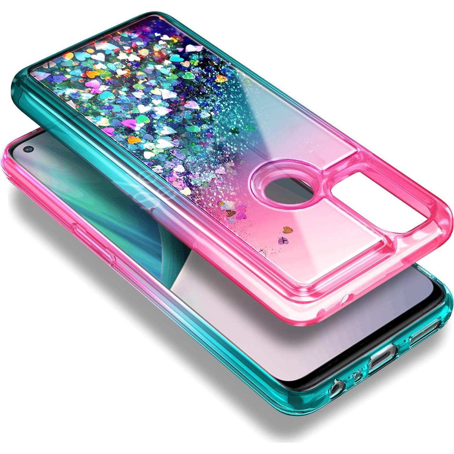 Funda Brillo Espumoso NZND para OnePlus Nord N10 5G Rosa/Aqua