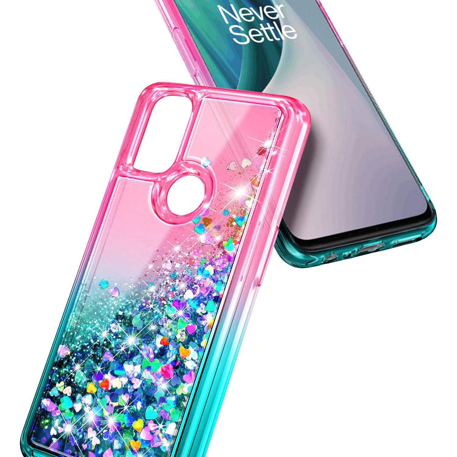 Funda Brillo Espumoso NZND para OnePlus Nord N10 5G Rosa/Aqua