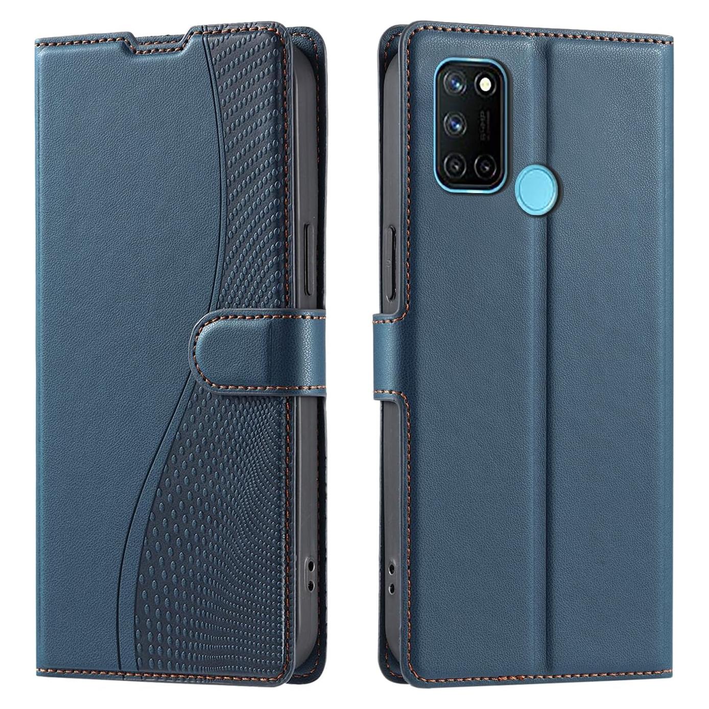 Funda de cuero PU con soporte para Realme C17 4G - Azul