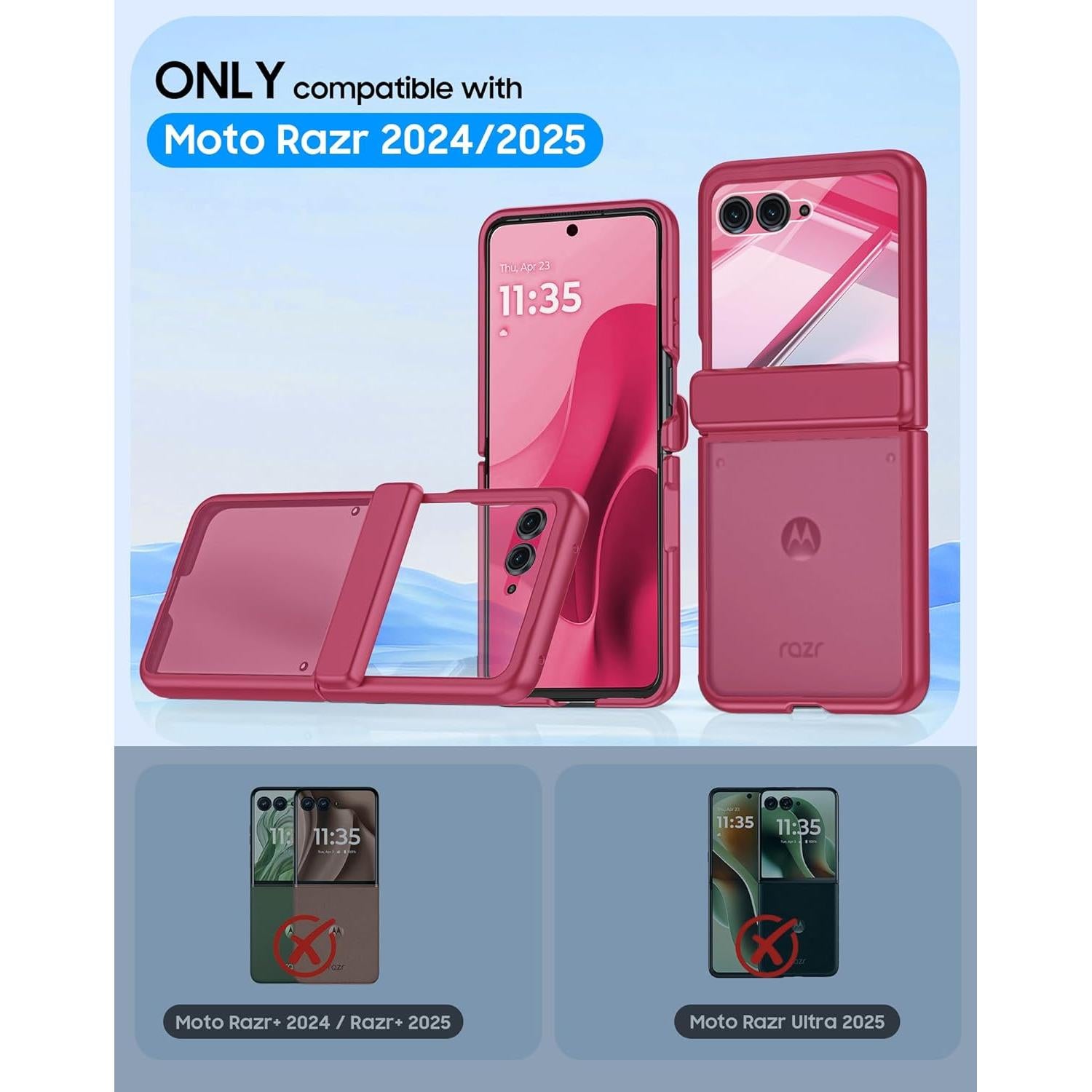 Carcasa Motorola Razr 2025/2024 con Protector de Pantalla - Rojo Rosa