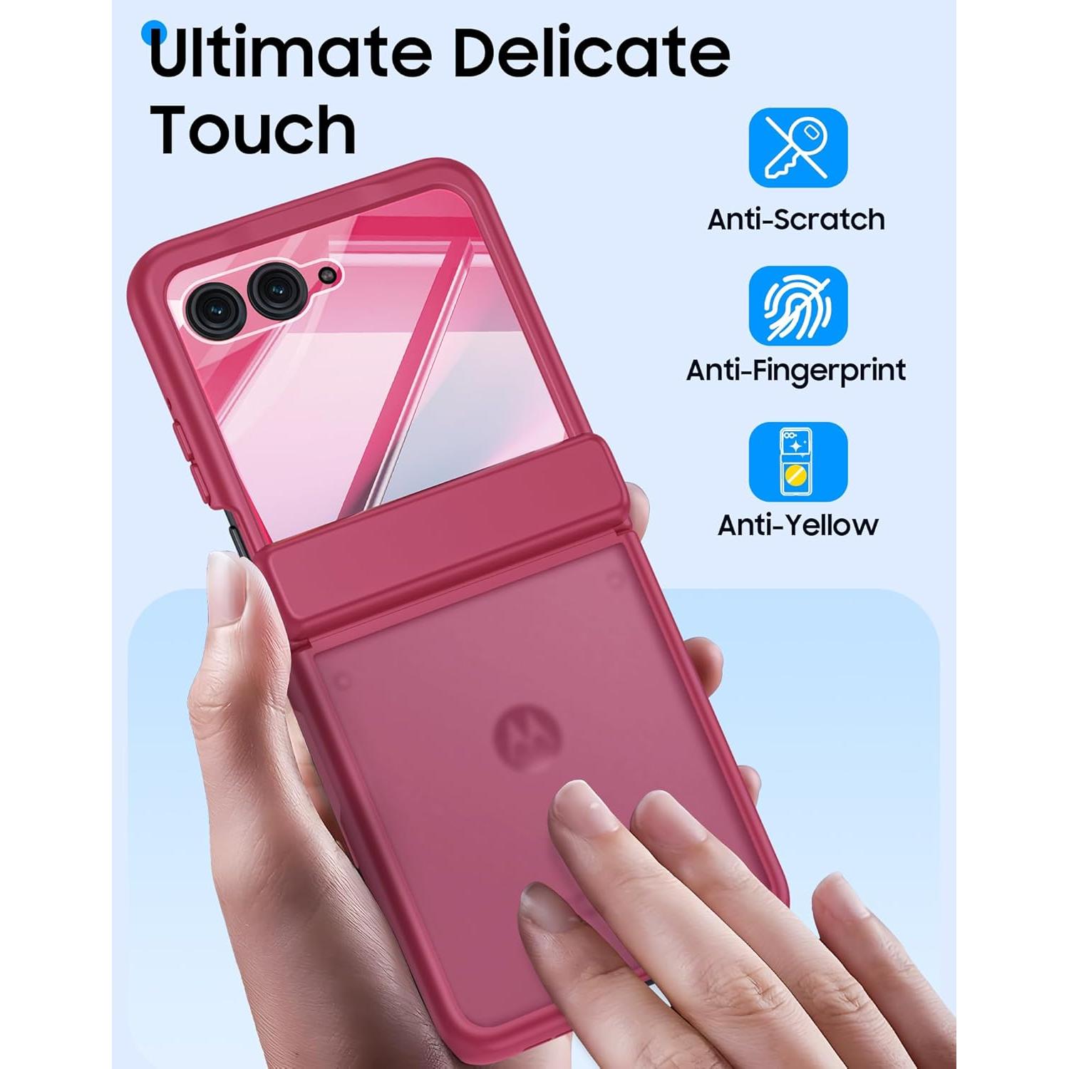 Carcasa Motorola Razr 2025/2024 con Protector de Pantalla - Rojo Rosa