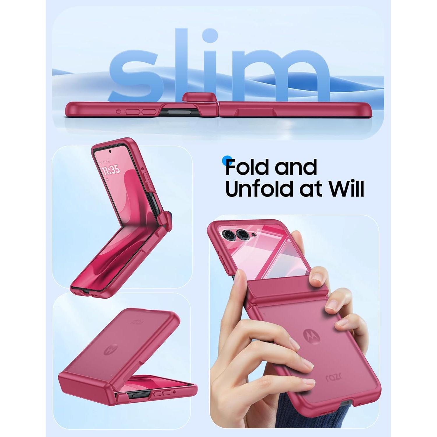 Carcasa Motorola Razr 2025/2024 con Protector de Pantalla - Rojo Rosa