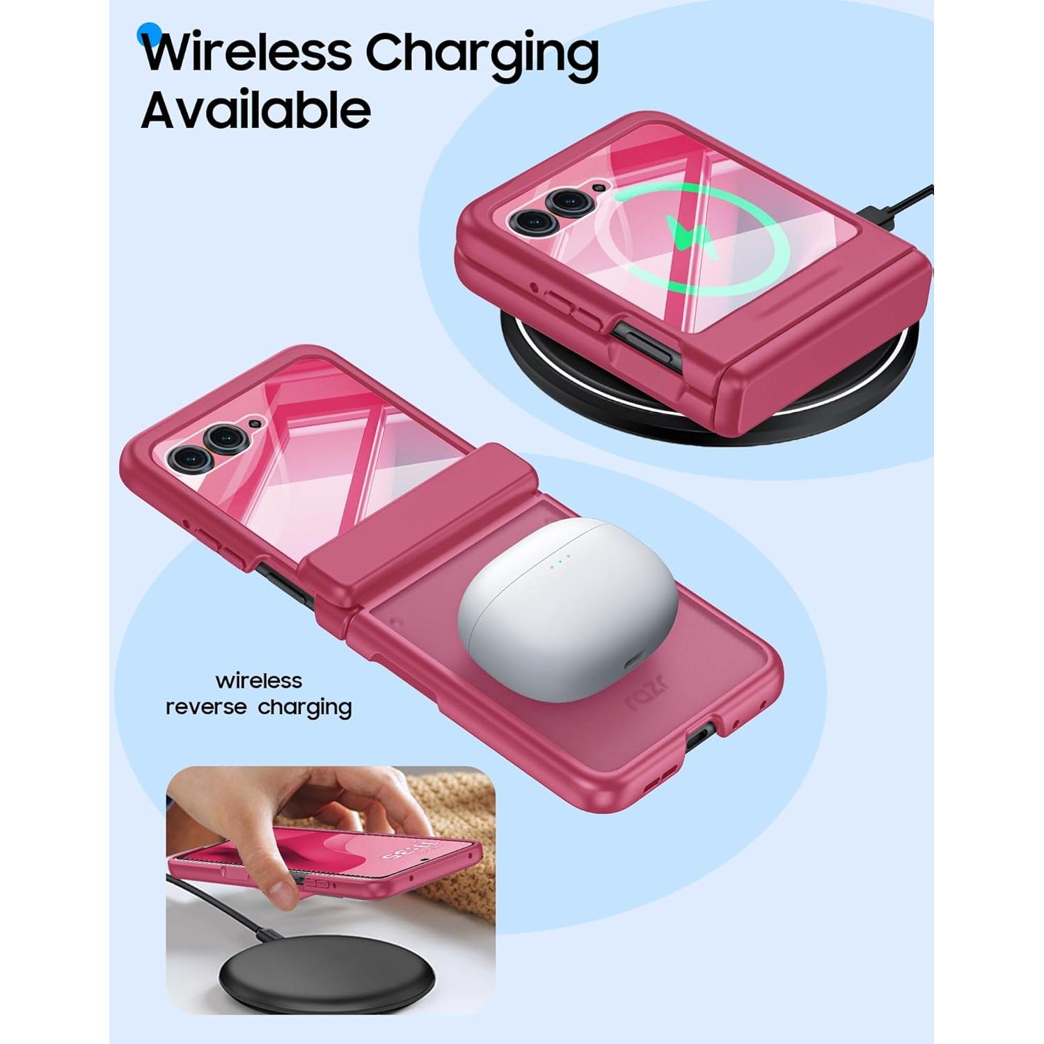 Carcasa Motorola Razr 2025/2024 con Protector de Pantalla - Rojo Rosa