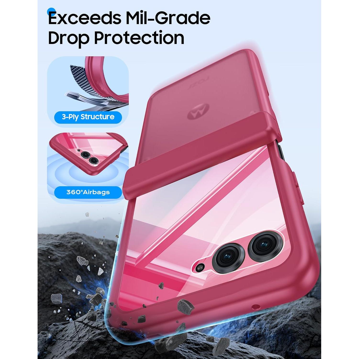 Carcasa Motorola Razr 2025/2024 con Protector de Pantalla - Rojo Rosa