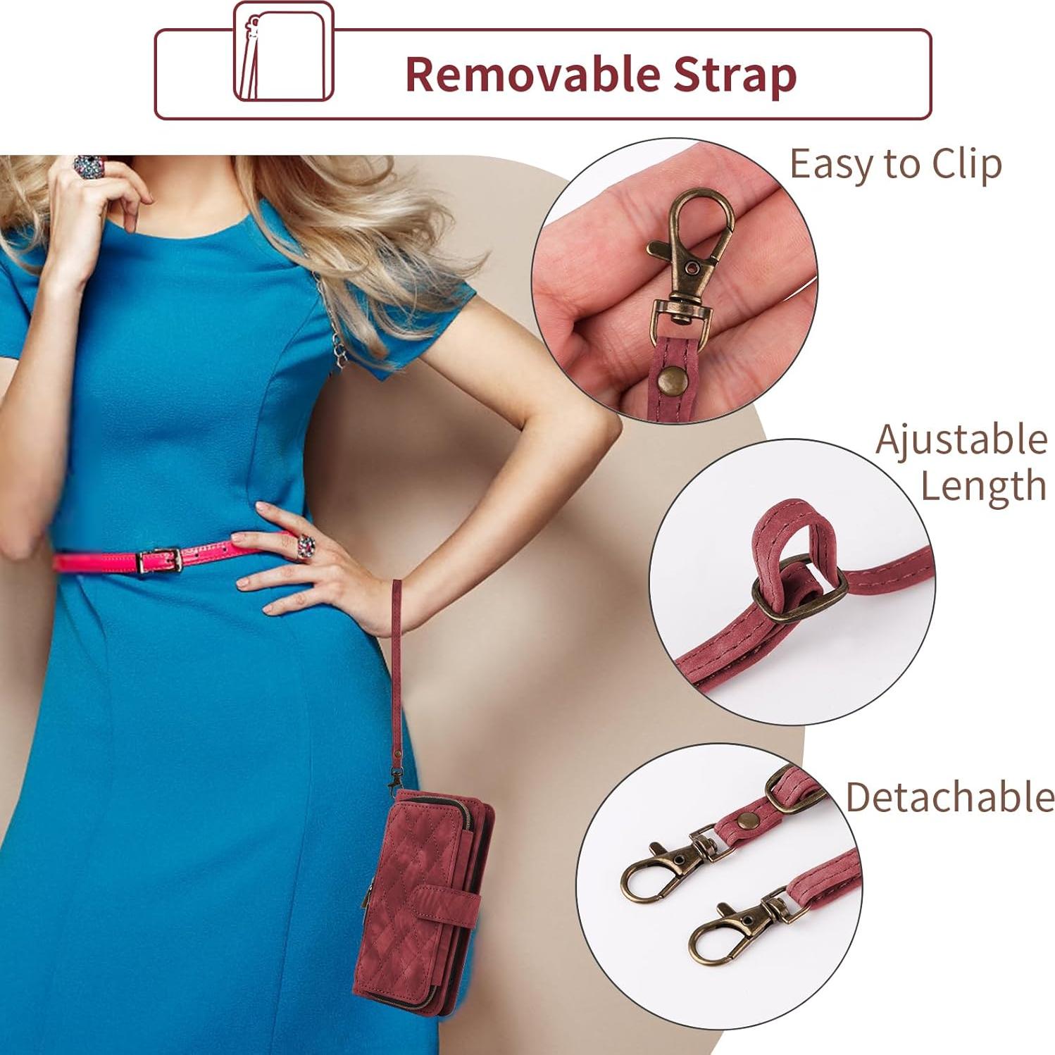 Funda de billetera Asuwish para Motorola Moto G Power 5G 2024 Rojo