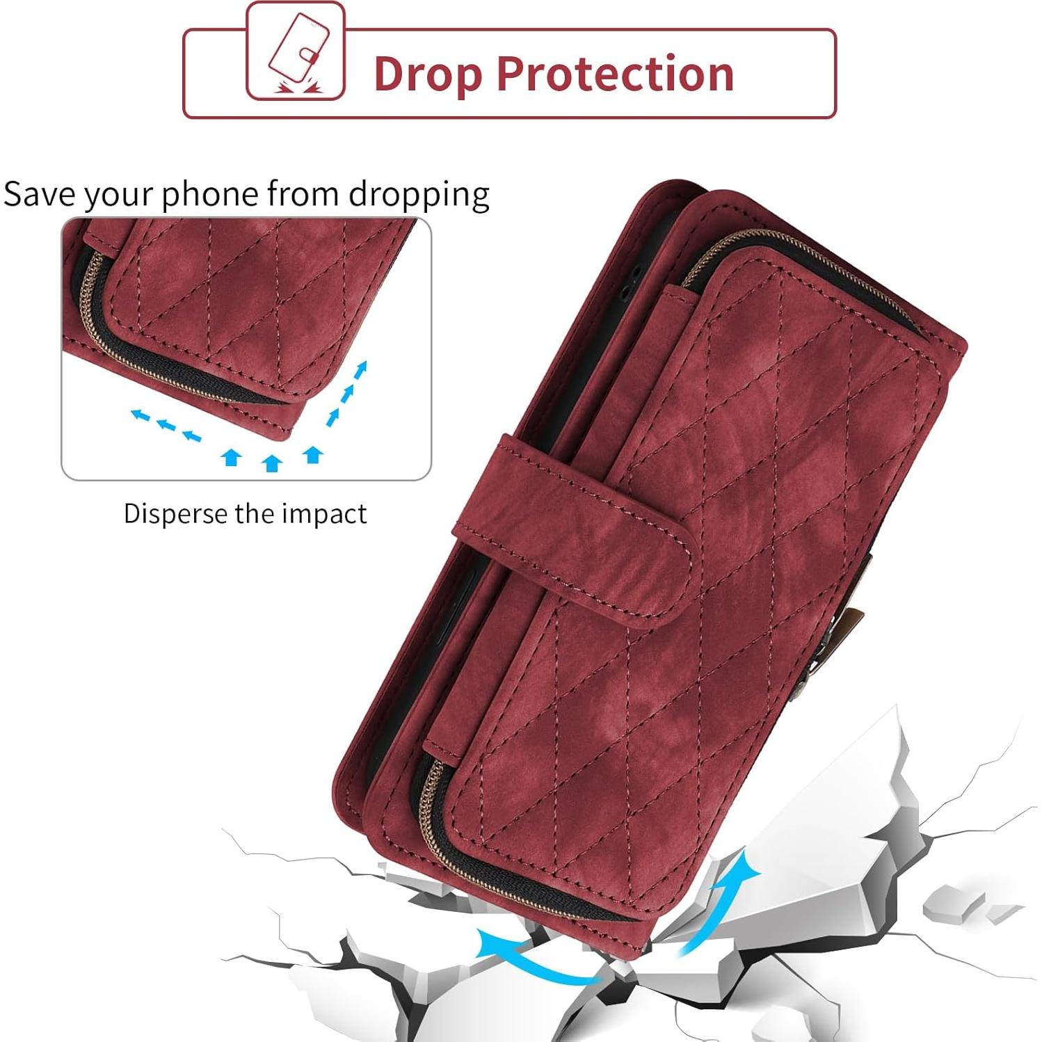 Funda de billetera Asuwish para Motorola Moto G Power 5G 2024 Rojo