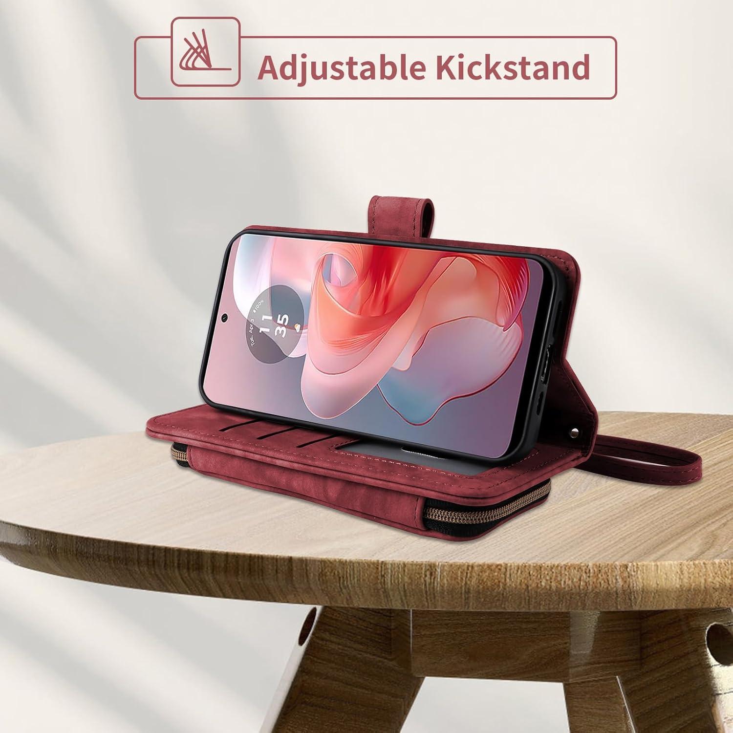 Funda de billetera Asuwish para Motorola Moto G Power 5G 2024 Rojo