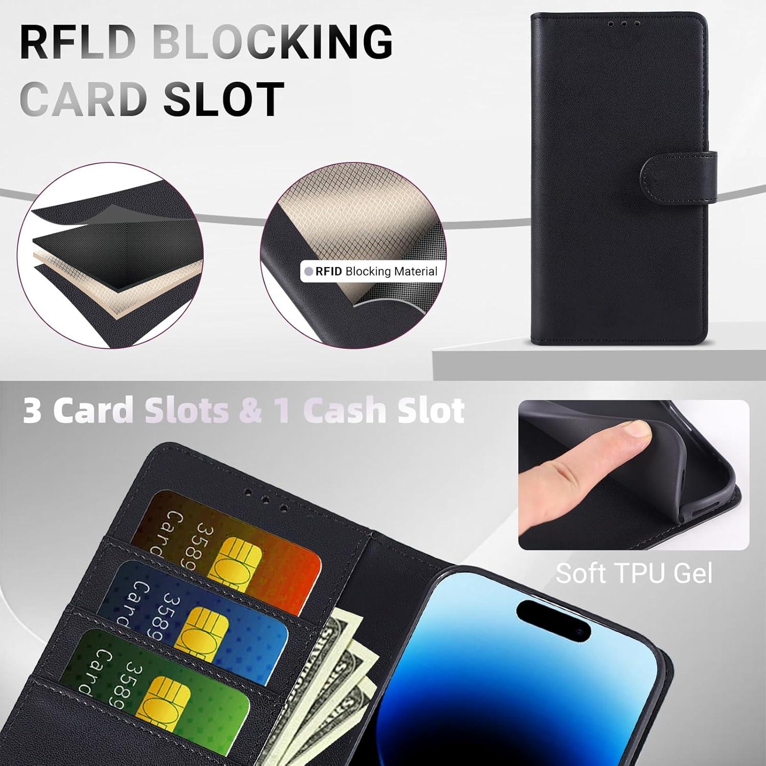 Funda Cartera Lacass para Motorola Moto G 5G 2025 - Negro, Cuero PU con Bloqueo RFID