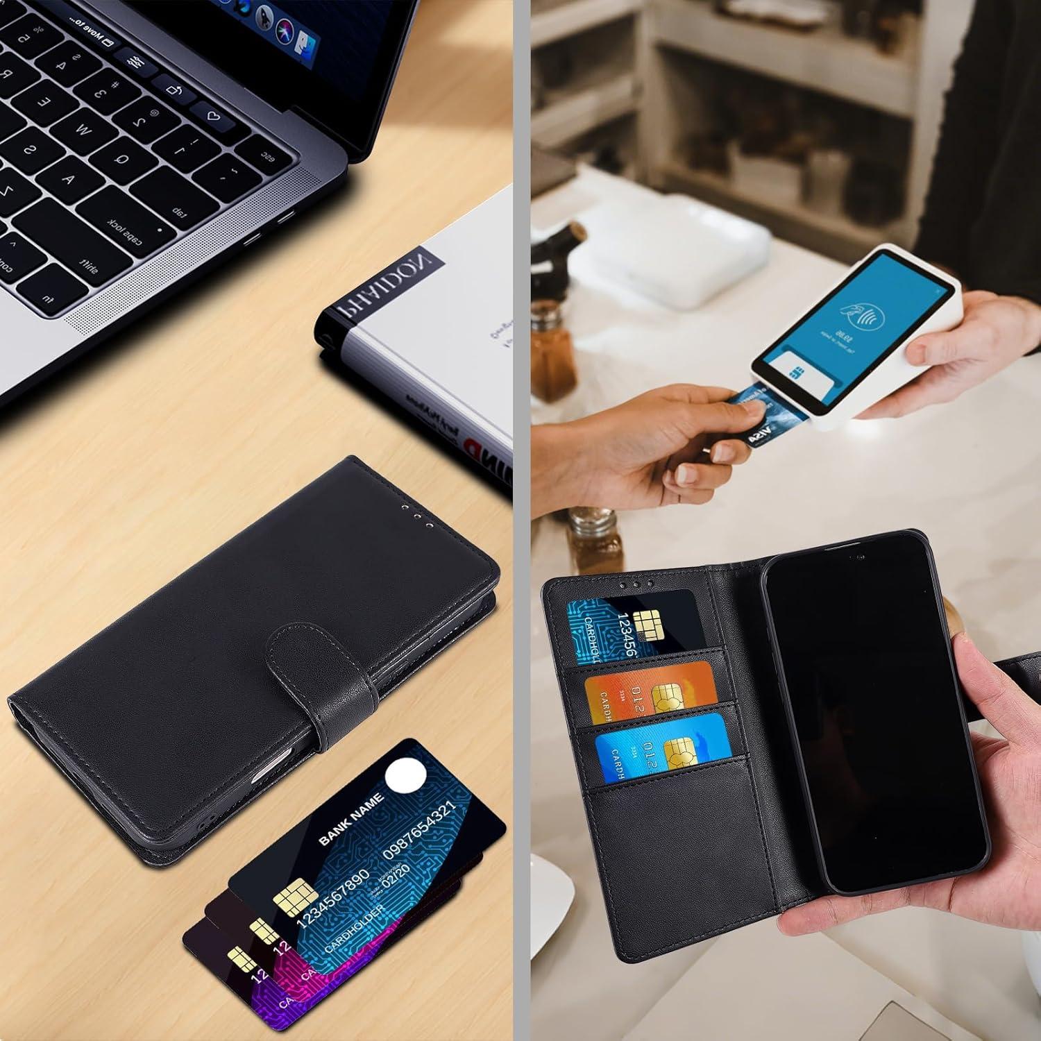 Funda Cartera Lacass para Motorola Moto G 5G 2025 - Negro, Cuero PU con Bloqueo RFID