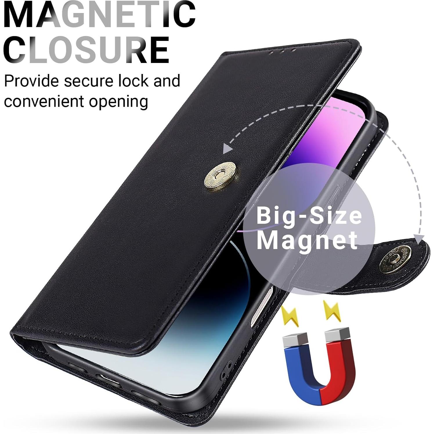 Funda Cartera Lacass para Motorola Moto G 5G 2025 - Negro, Cuero PU con Bloqueo RFID