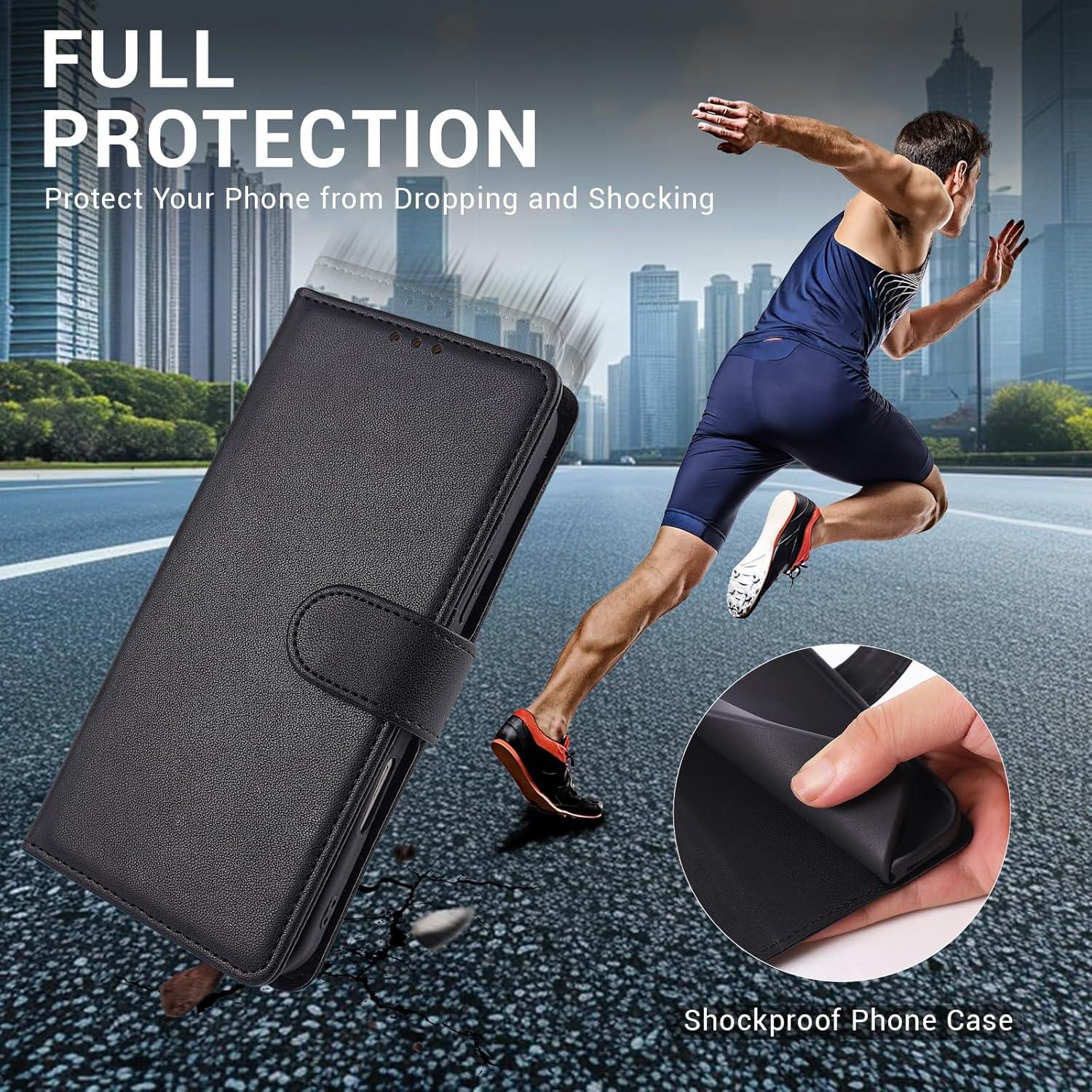 Funda Cartera Lacass para Motorola Moto G 5G 2025 - Negro, Cuero PU con Bloqueo RFID