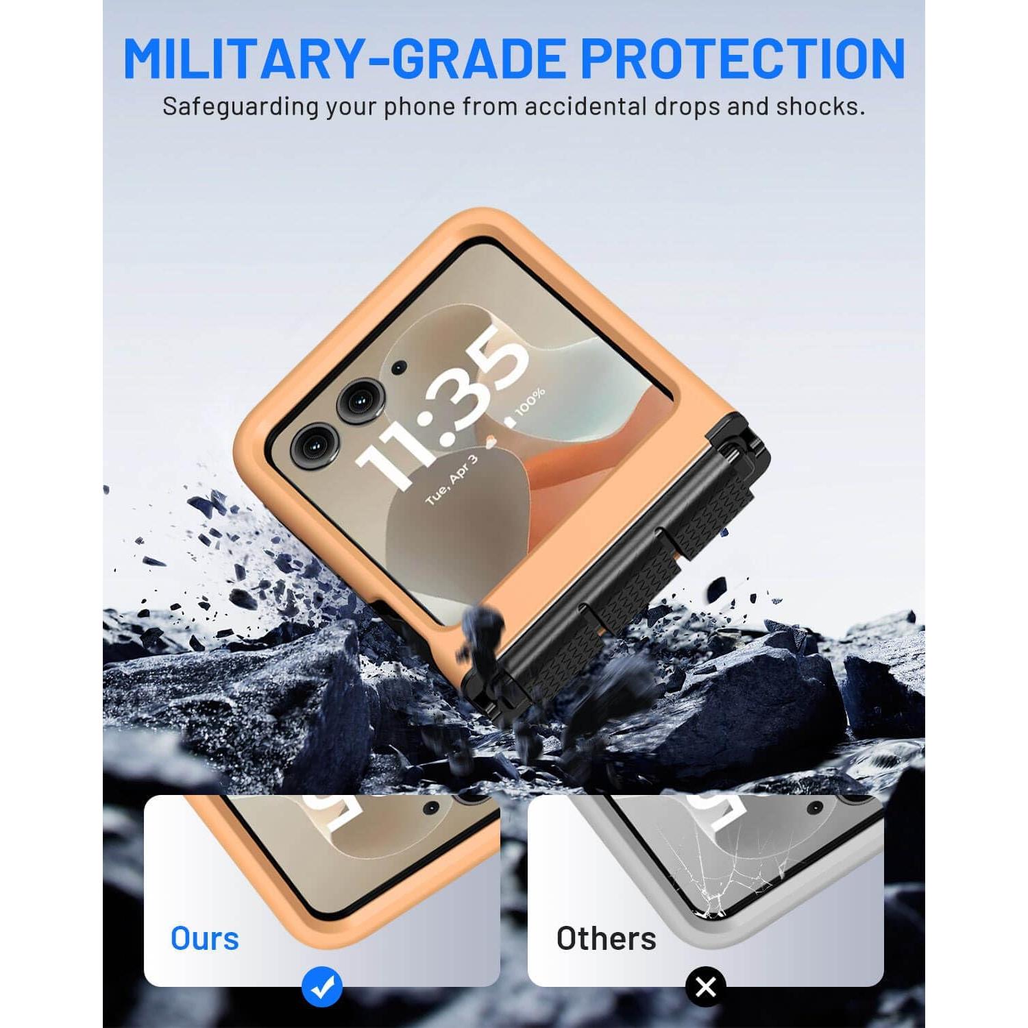 Funda para Motorola Razr 2024/2025 JHWVVTF Naranja Grado Militar