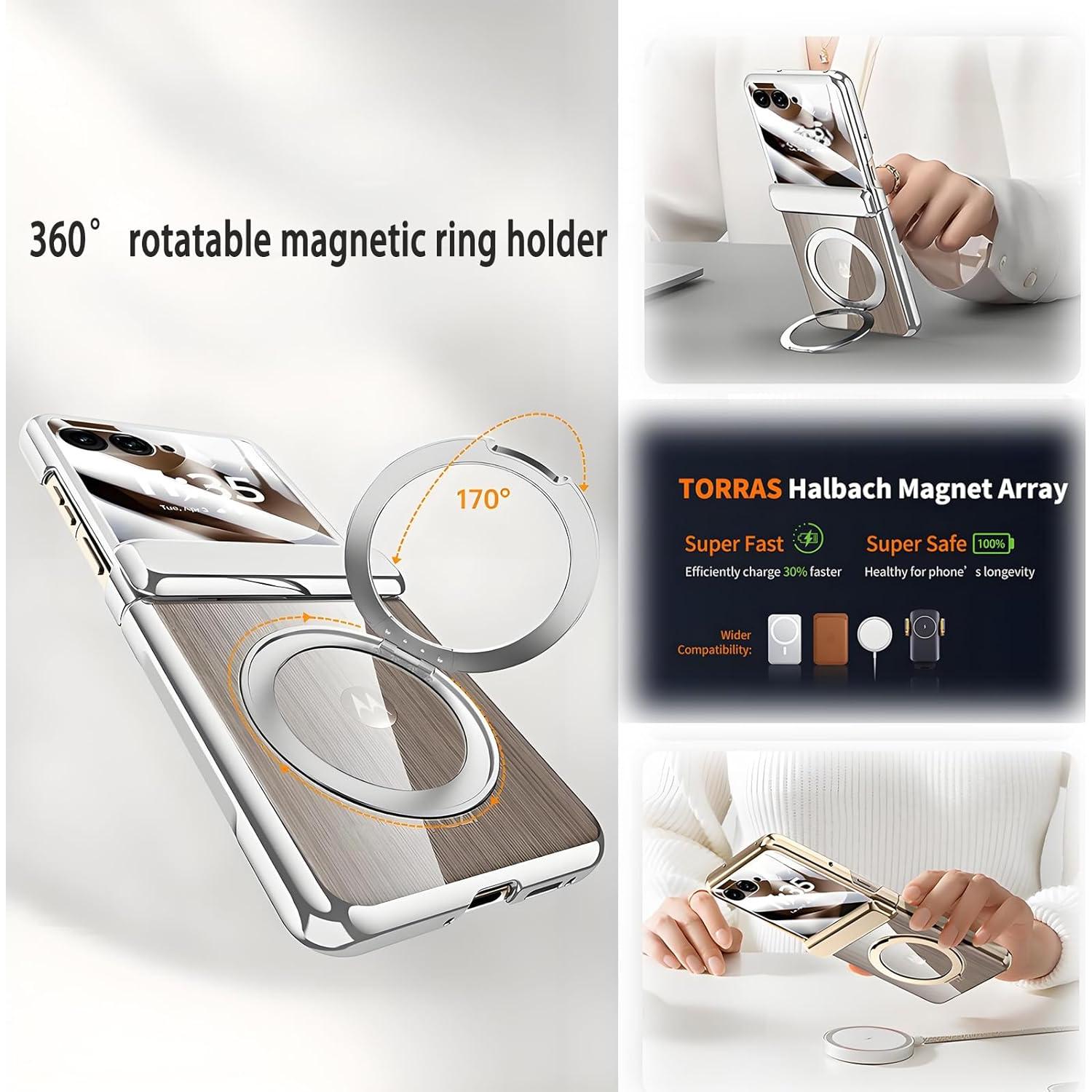 Funda Transparente YuetWay para Motorola Razr Ultra 2025 con Soporte 360°