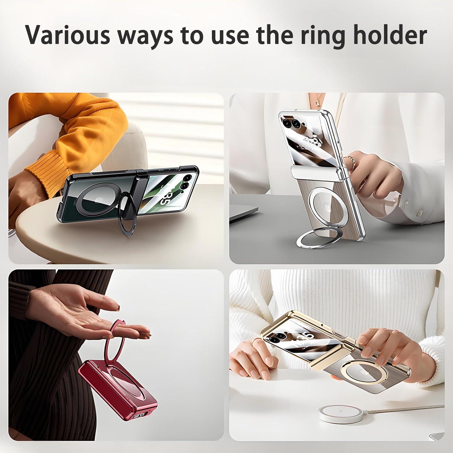 Funda Transparente YuetWay para Motorola Razr Ultra 2025 con Soporte 360°