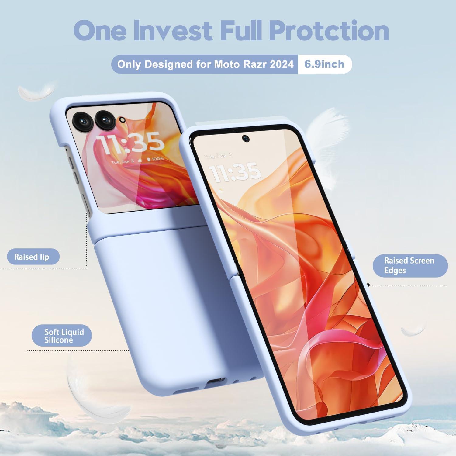 Funda de Silicona Oakxco para Motorola Razr 2024 Azul Claro