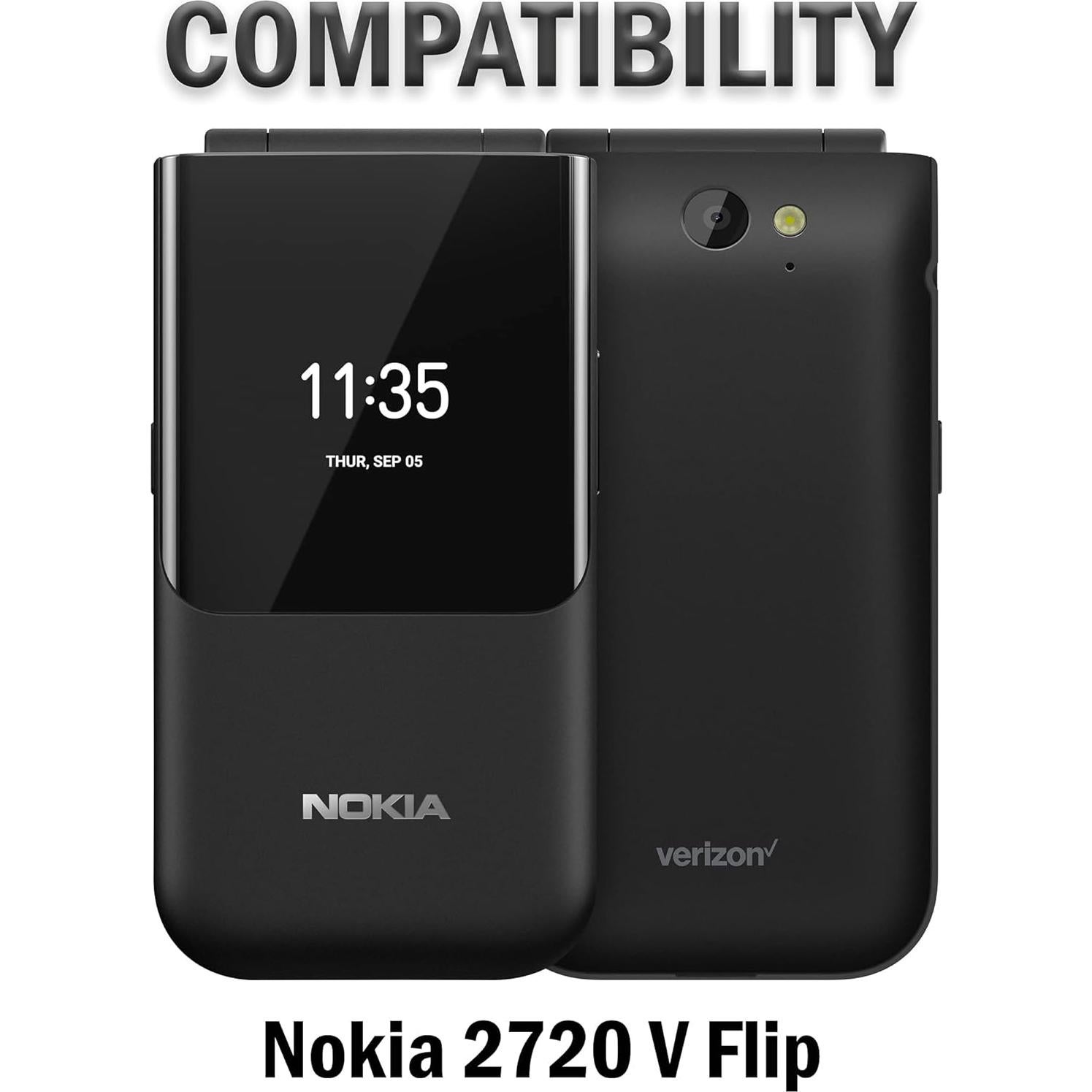 Funda Ajustada para Nokia 2720 V - Nakedcellphone, Cuero Vegano Negro