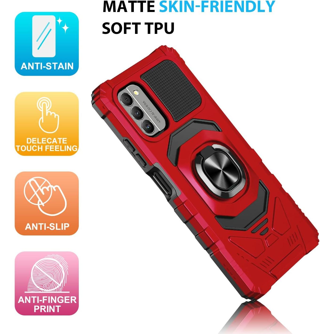 Funda TJS para Nokia G310 5G con Protector de Pantalla Rojo