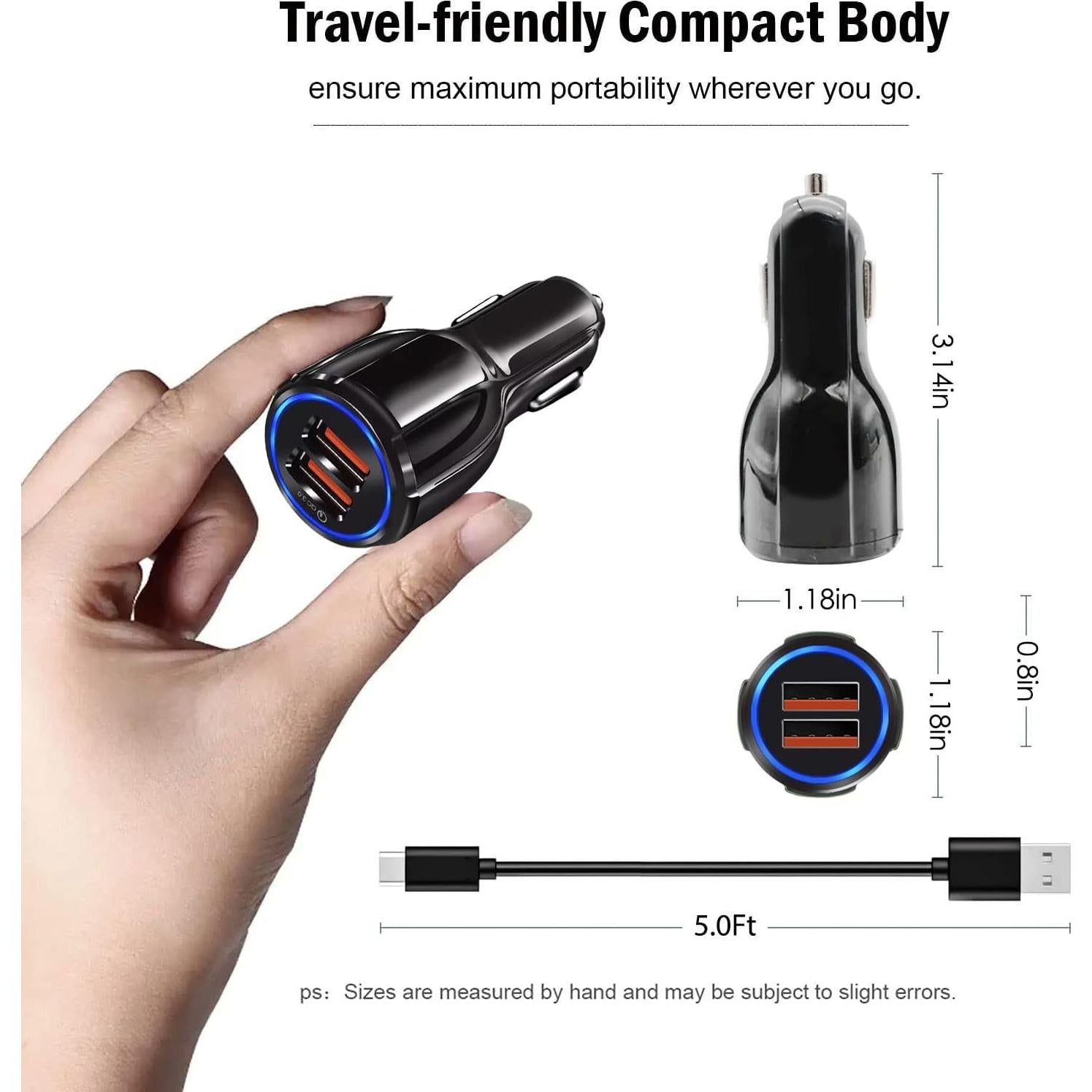 Cargador Rápido de Coche USB Tipo C WZHENB 10W 1.5m